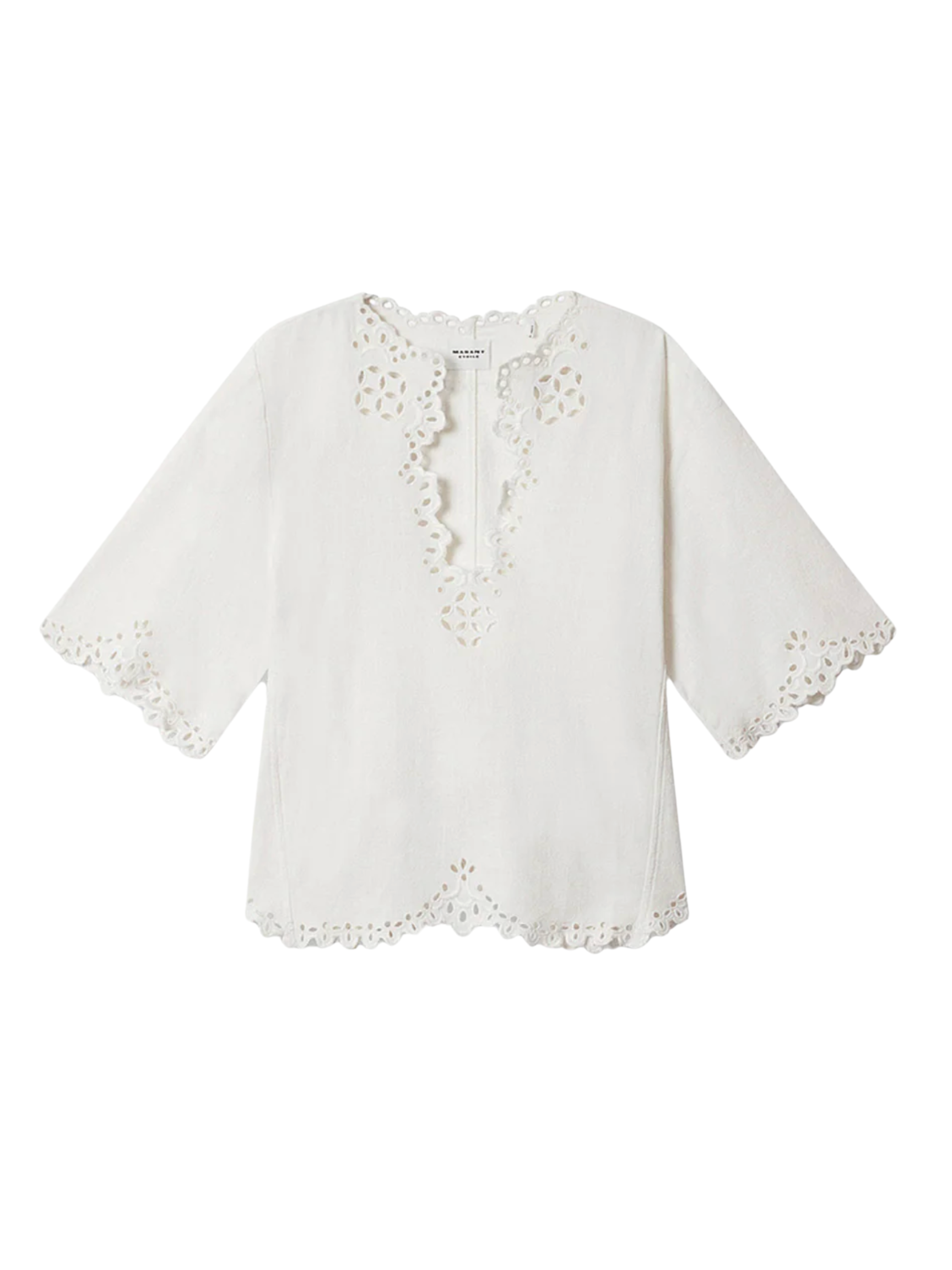 Shana Openwork Blouse - White
