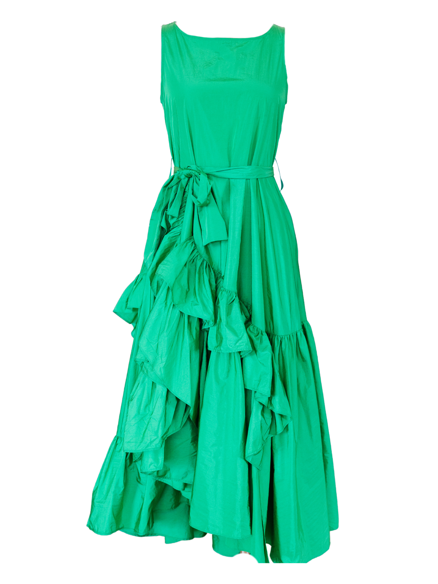 Sleeveless Ruffle Shift Dress - Green