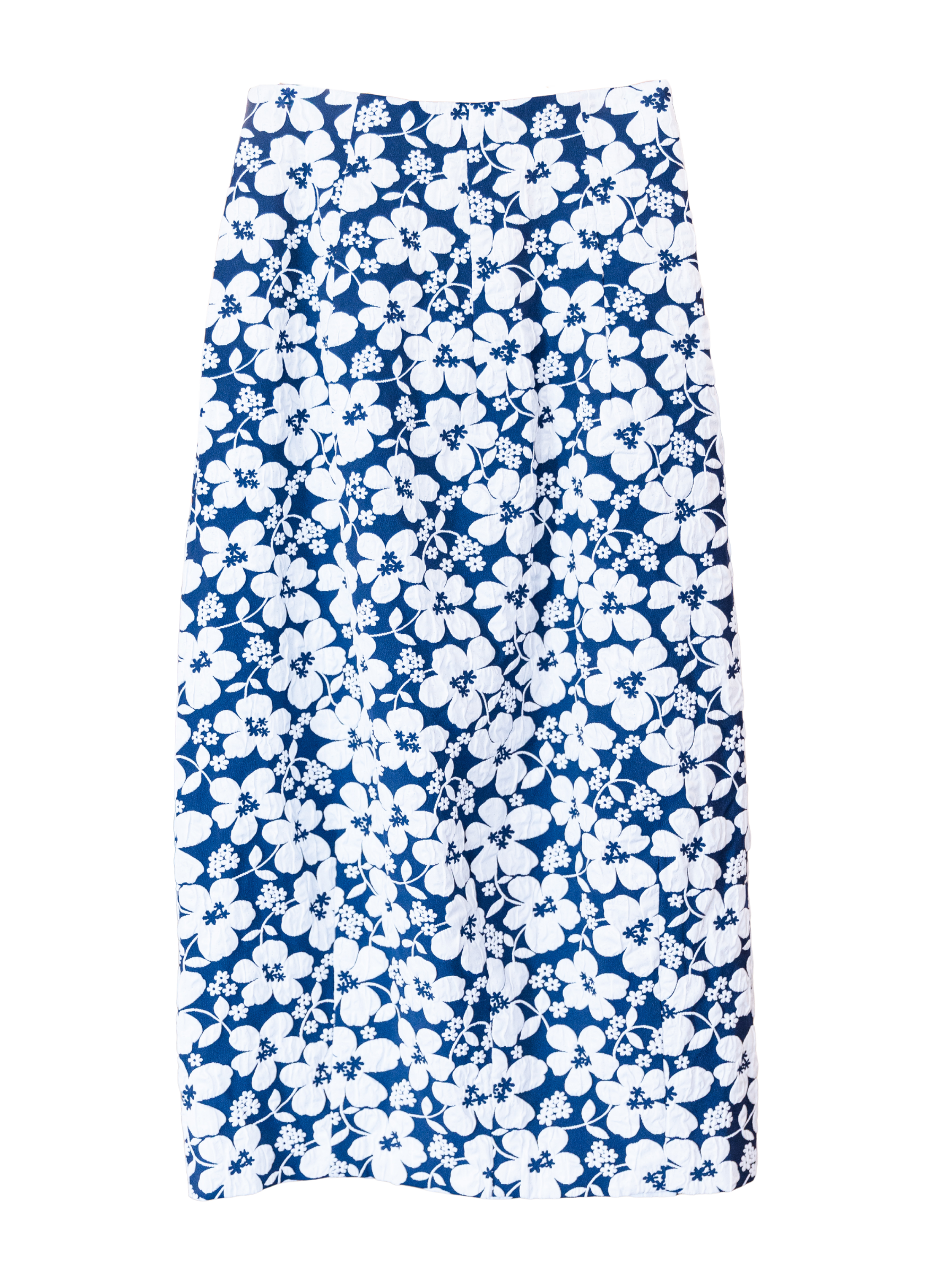 Belle Skirt- Navy/Pearl Floral Matelasse