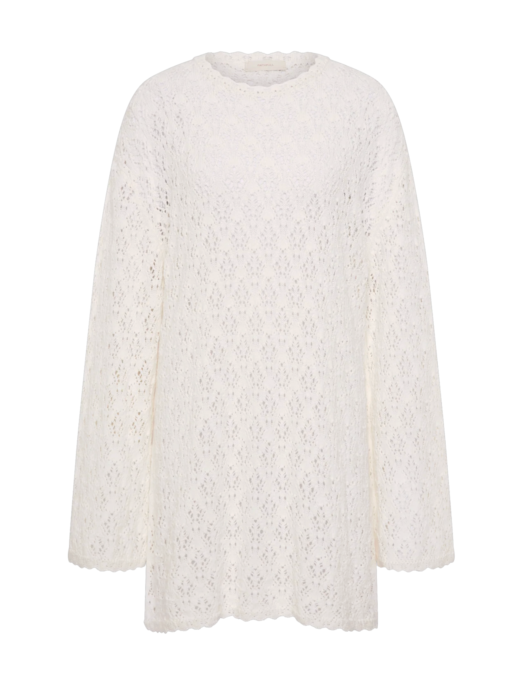 Romina Mini Dress - Pointelle Knit Vintage White