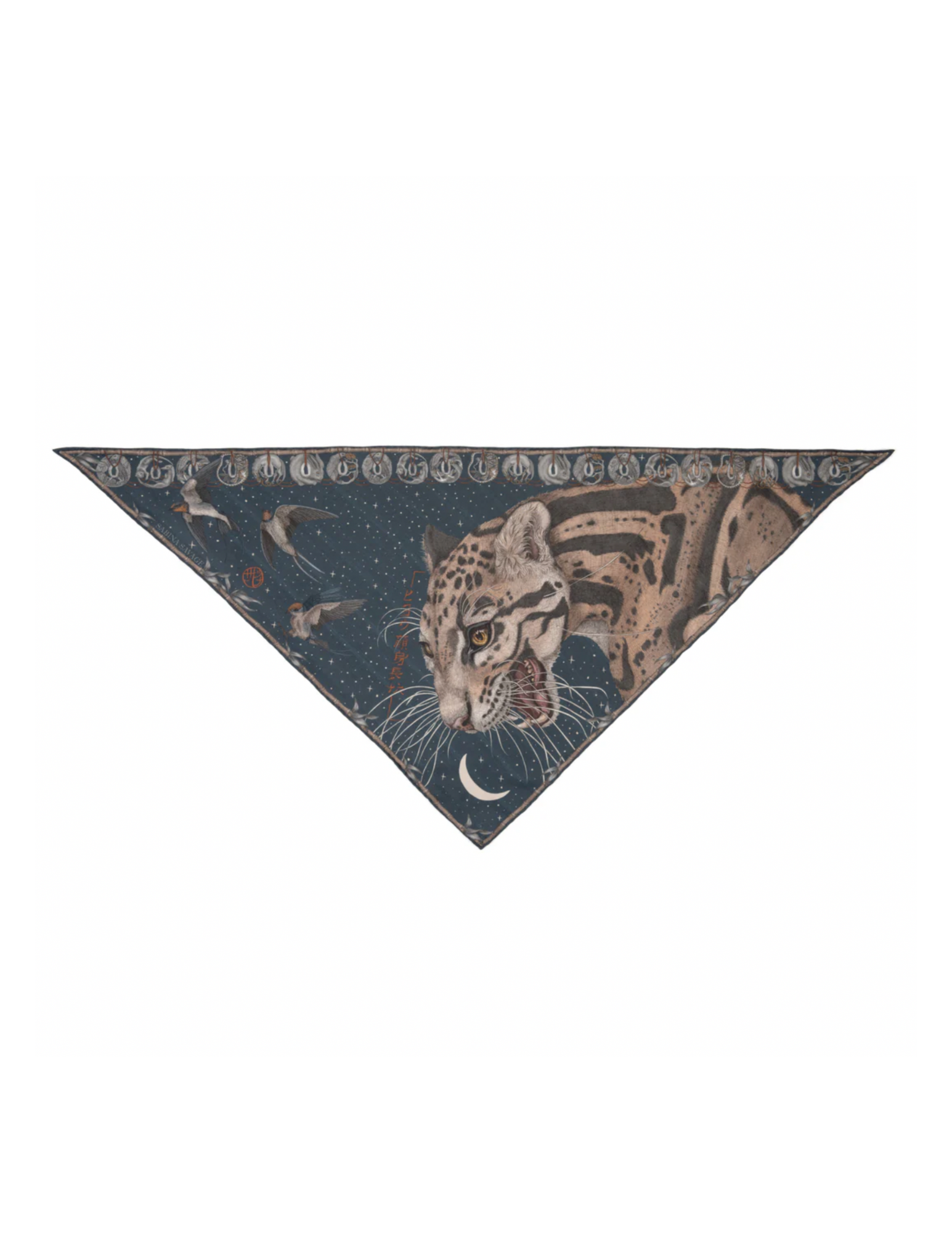 65x65 Triangle Silk Scarf-Lunar Leopard-Winter