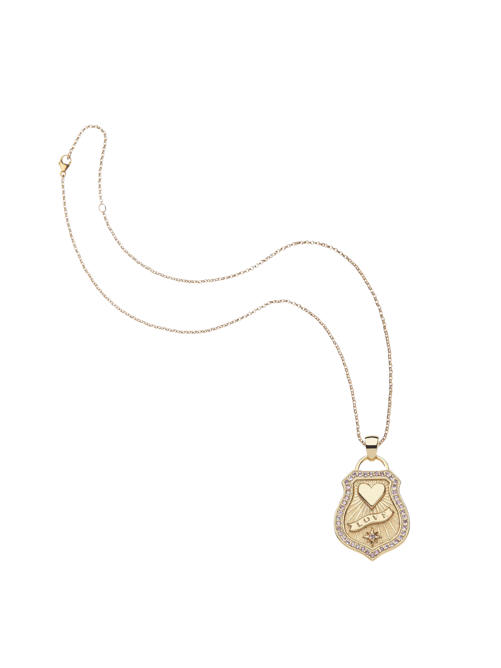 LOVE Shield Pendant on 16-18" Classic Rolo Chain
