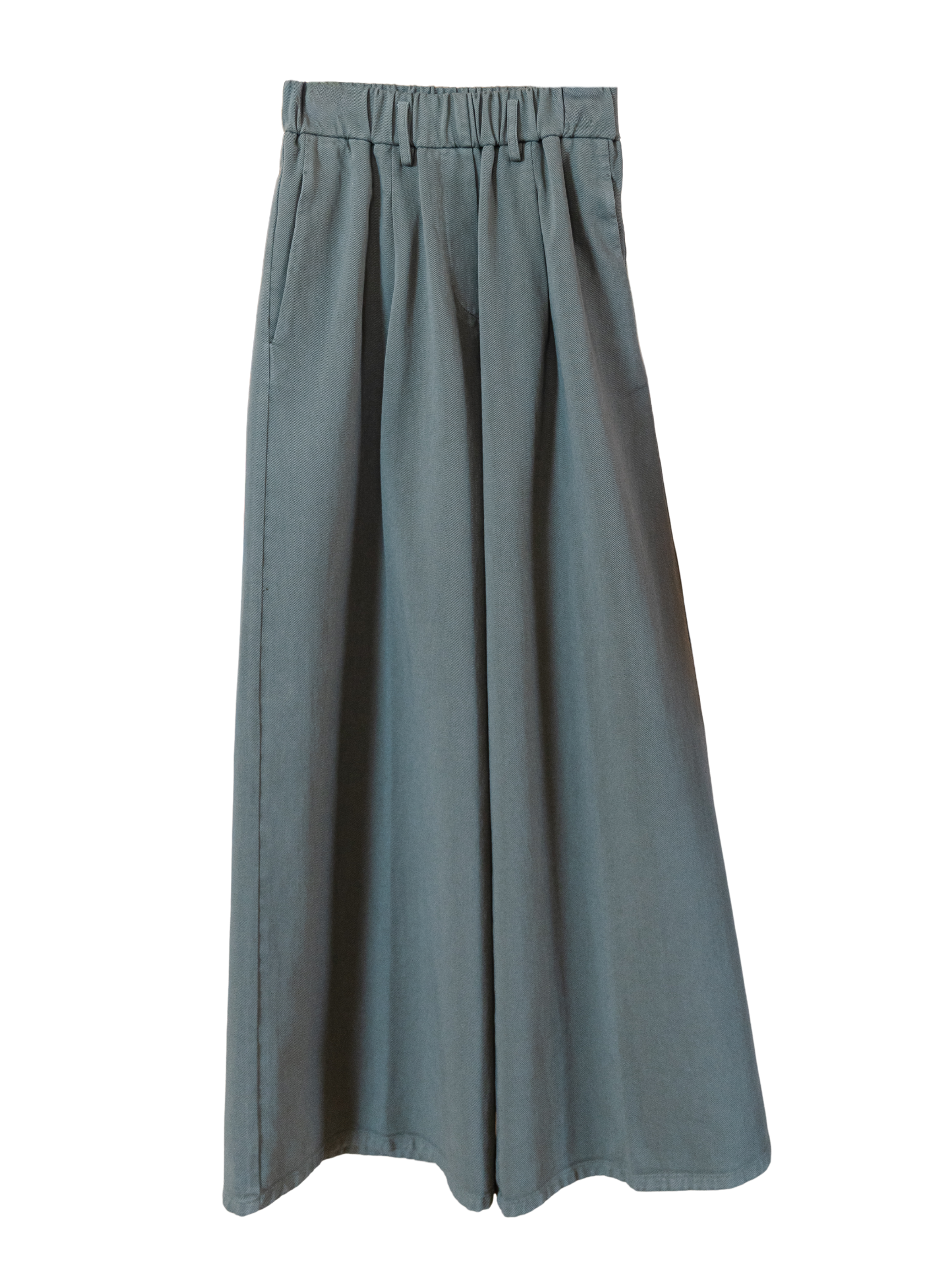 Fluid Cotton Twill Elasticated Loose Pants - Khaki