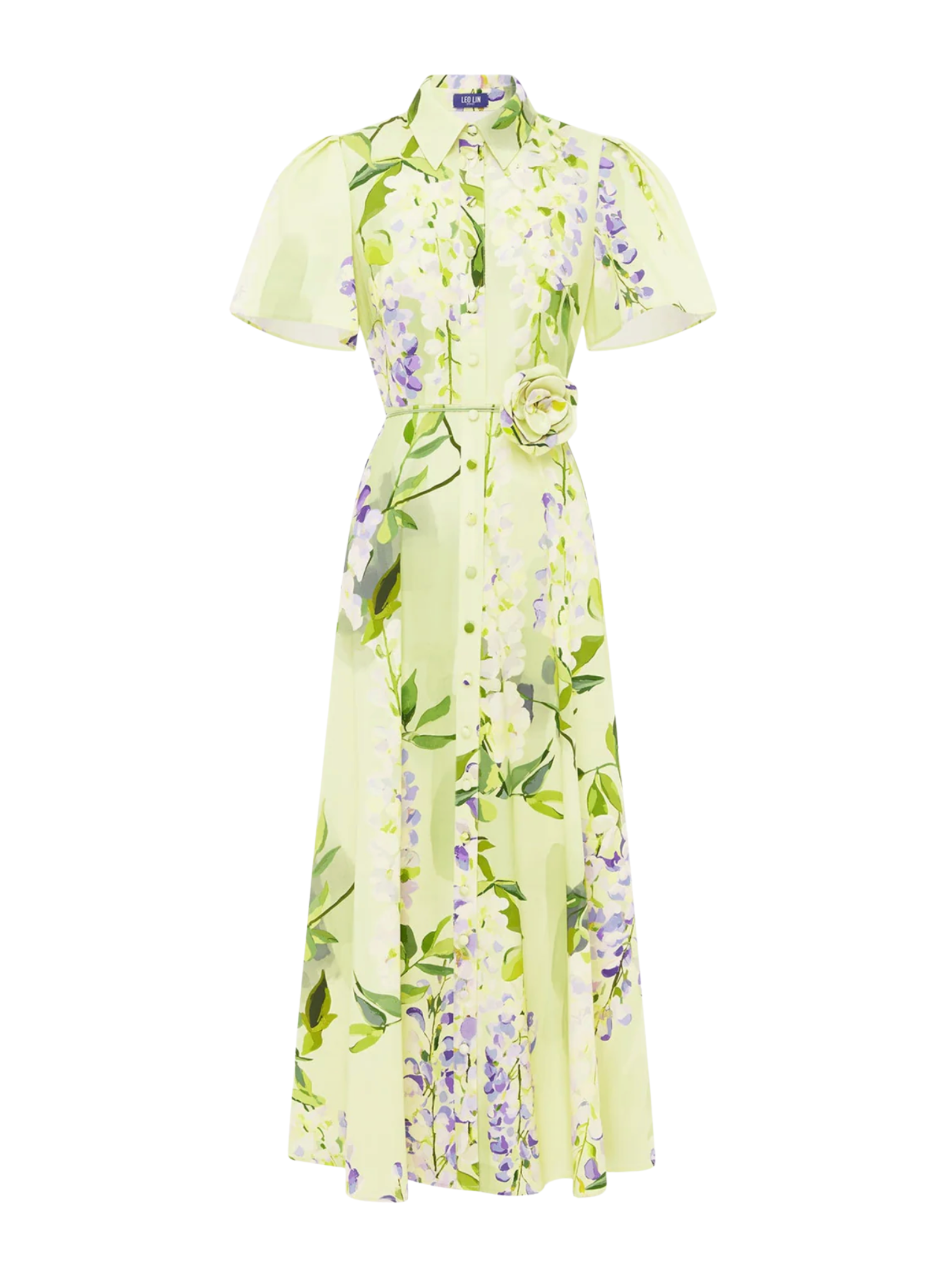 Bianca Short Sleeve Midi Dress - Wisteria Print