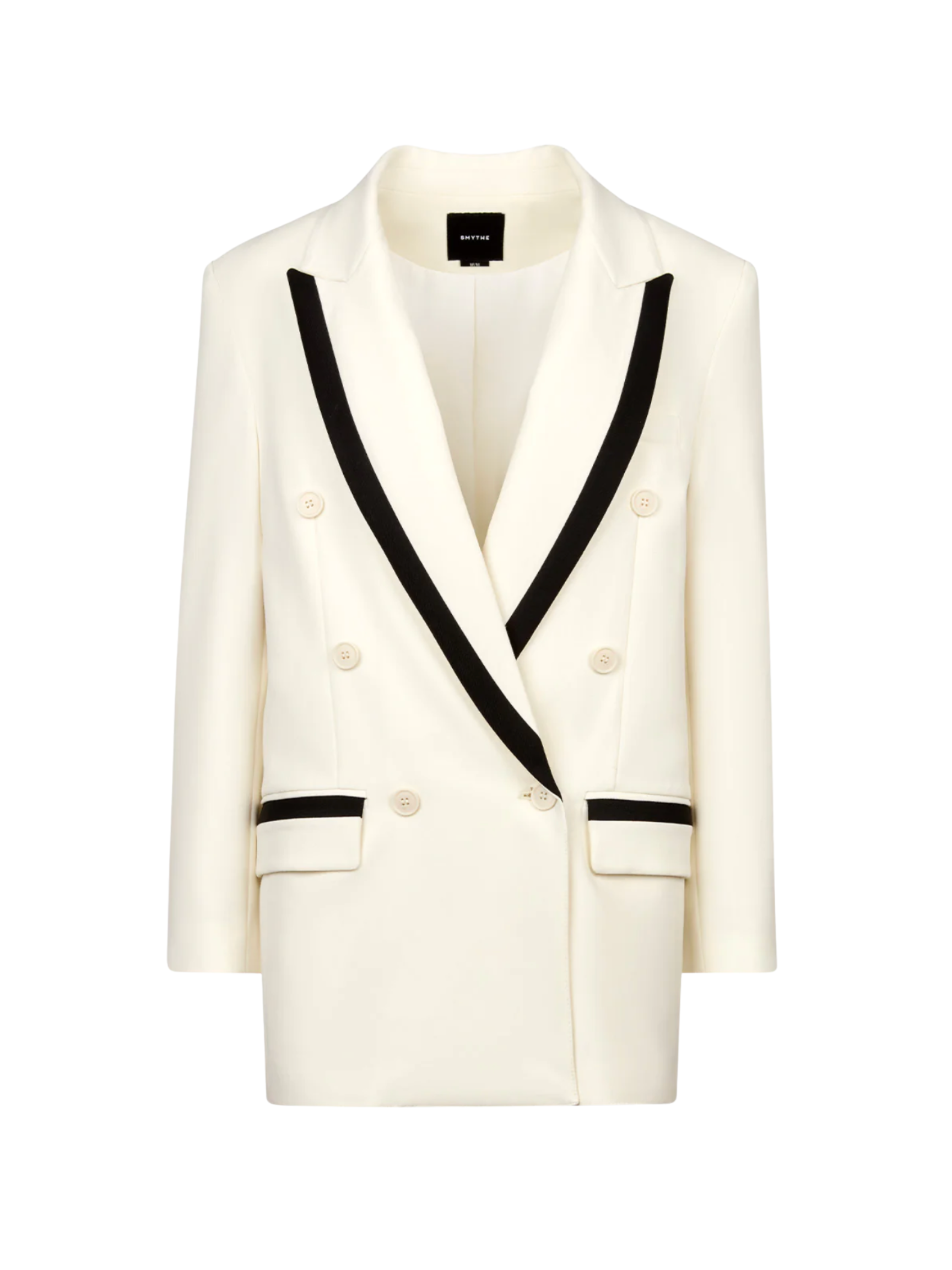 Taped DB Peaked Lapel Blazer - Chalk with Black