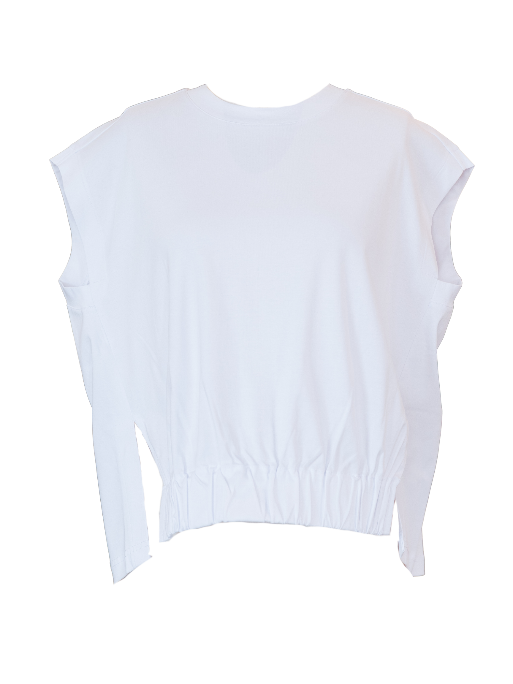 Sleeveless Elastic Tee - White