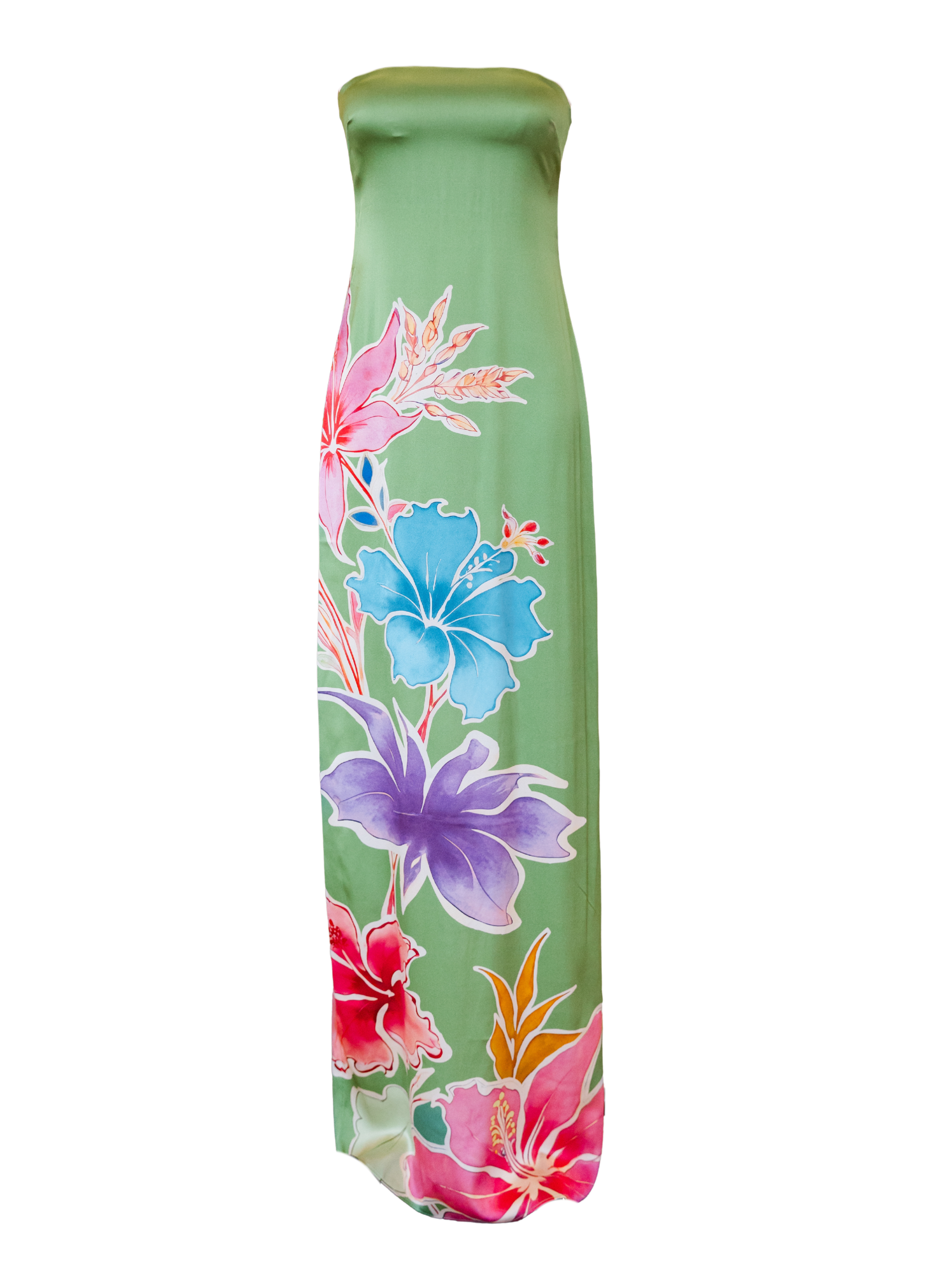 Vivi Silk Dress - Kiwi Hibiscus Floral