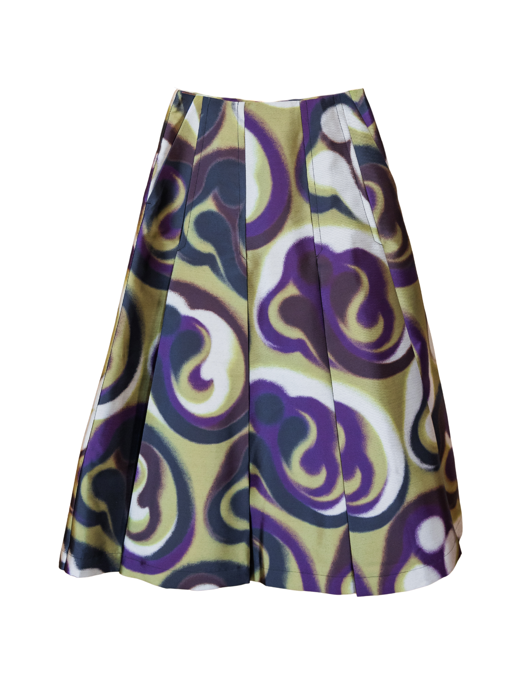 Print Pleated Midi Skirt - Merlot