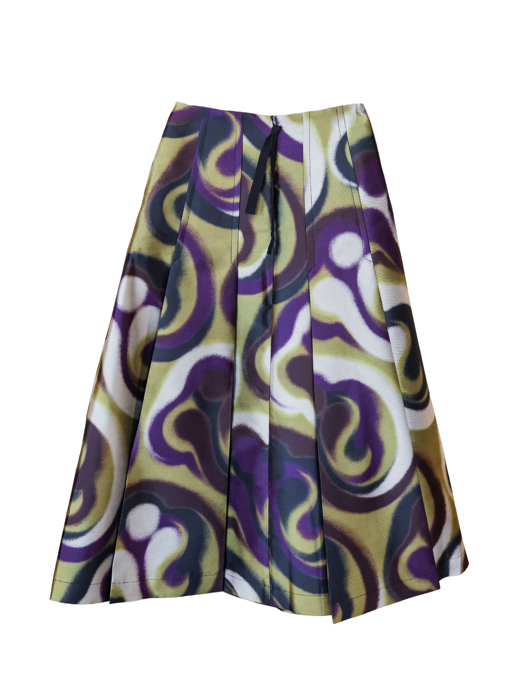 Print Pleated Midi Skirt - Merlot