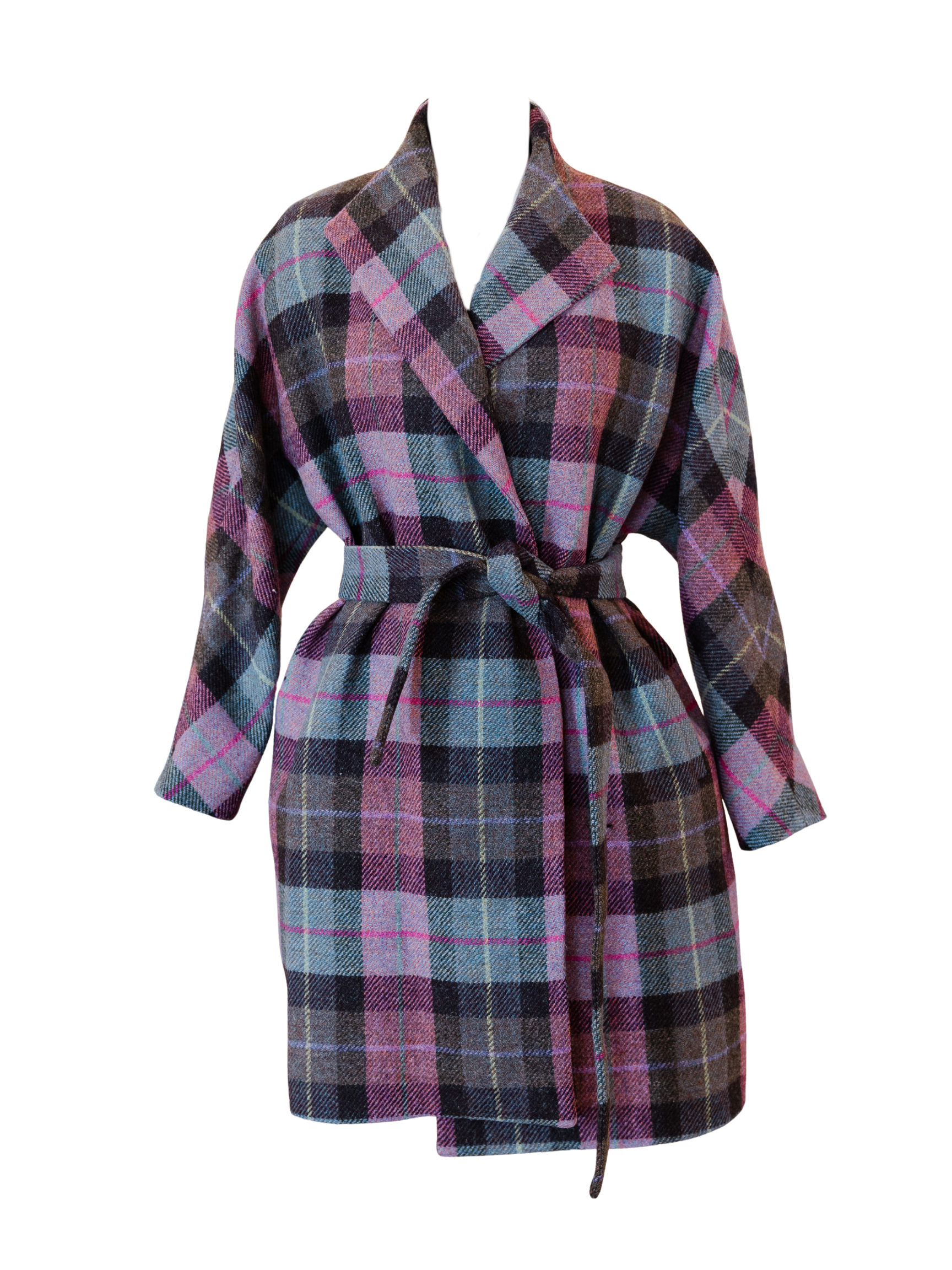 Kimono Carina Coat - Pink/Loden Blanket Plaid