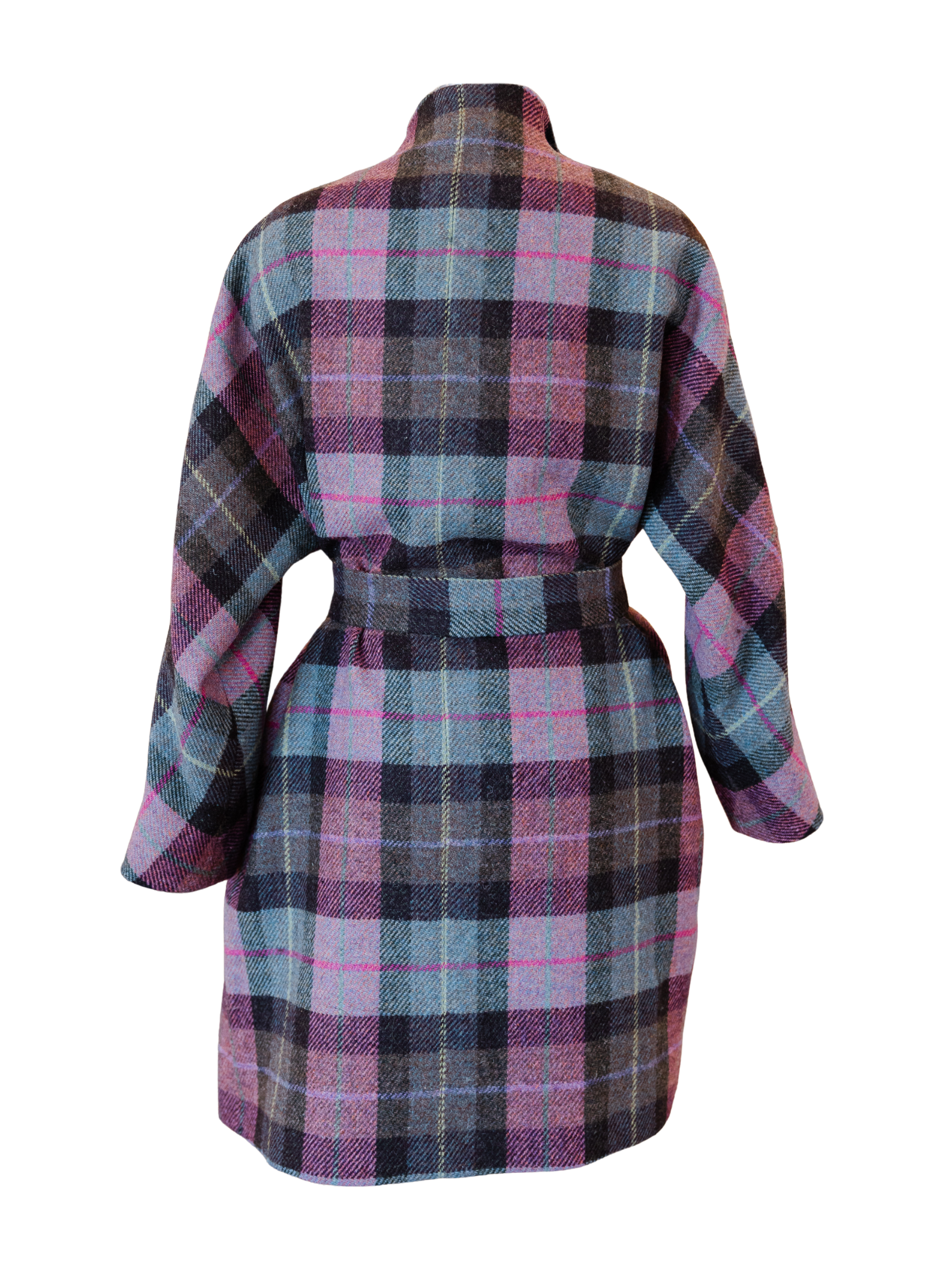 Kimono Carina Coat - Pink/Loden Blanket Plaid
