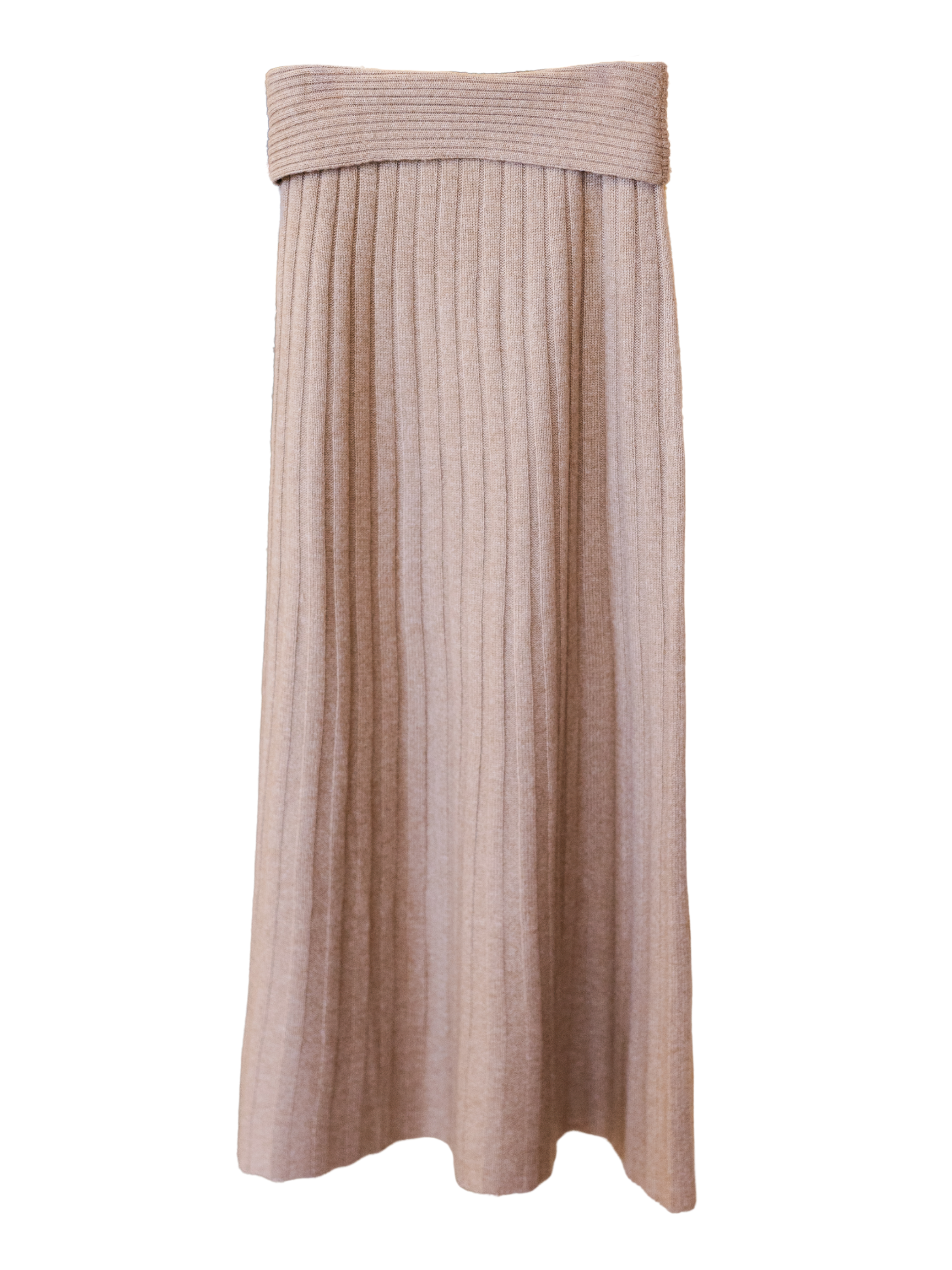 Premium Cashmino Ribbed Skirt - Heathered Camel