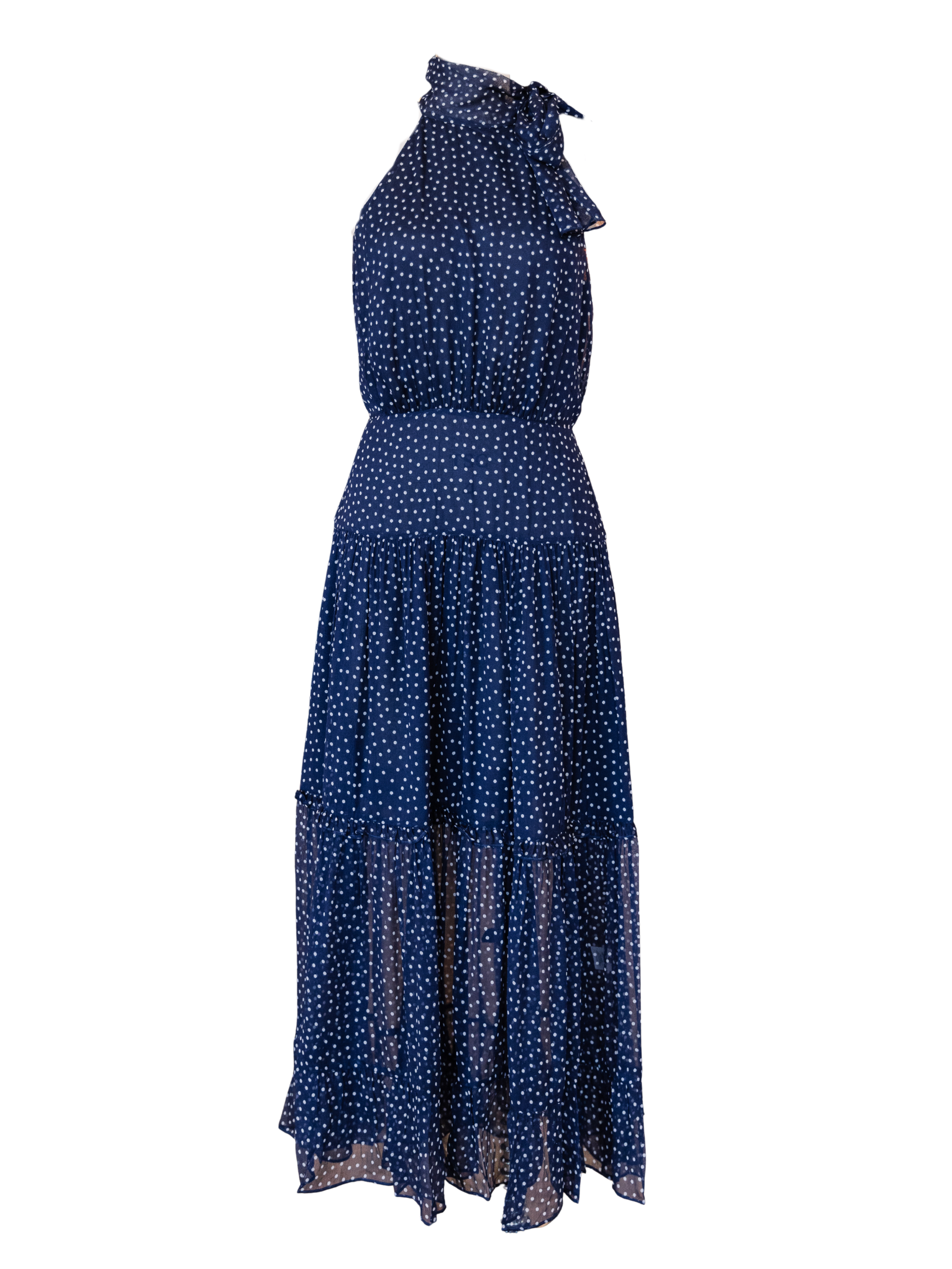 Abi Dress - Mini Polka Dot Navy