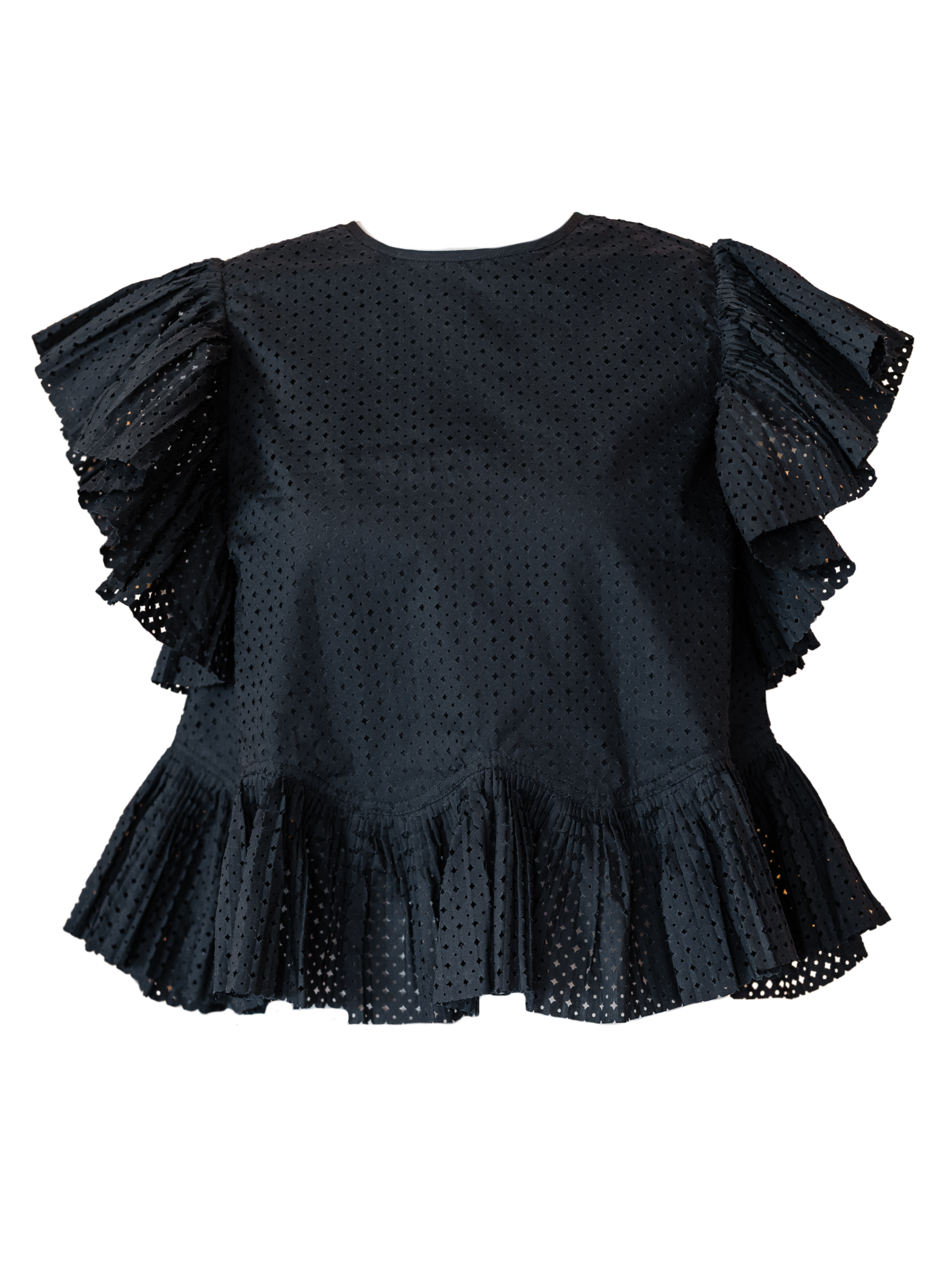 Veasna Flutter Sleeve Top - Noir
