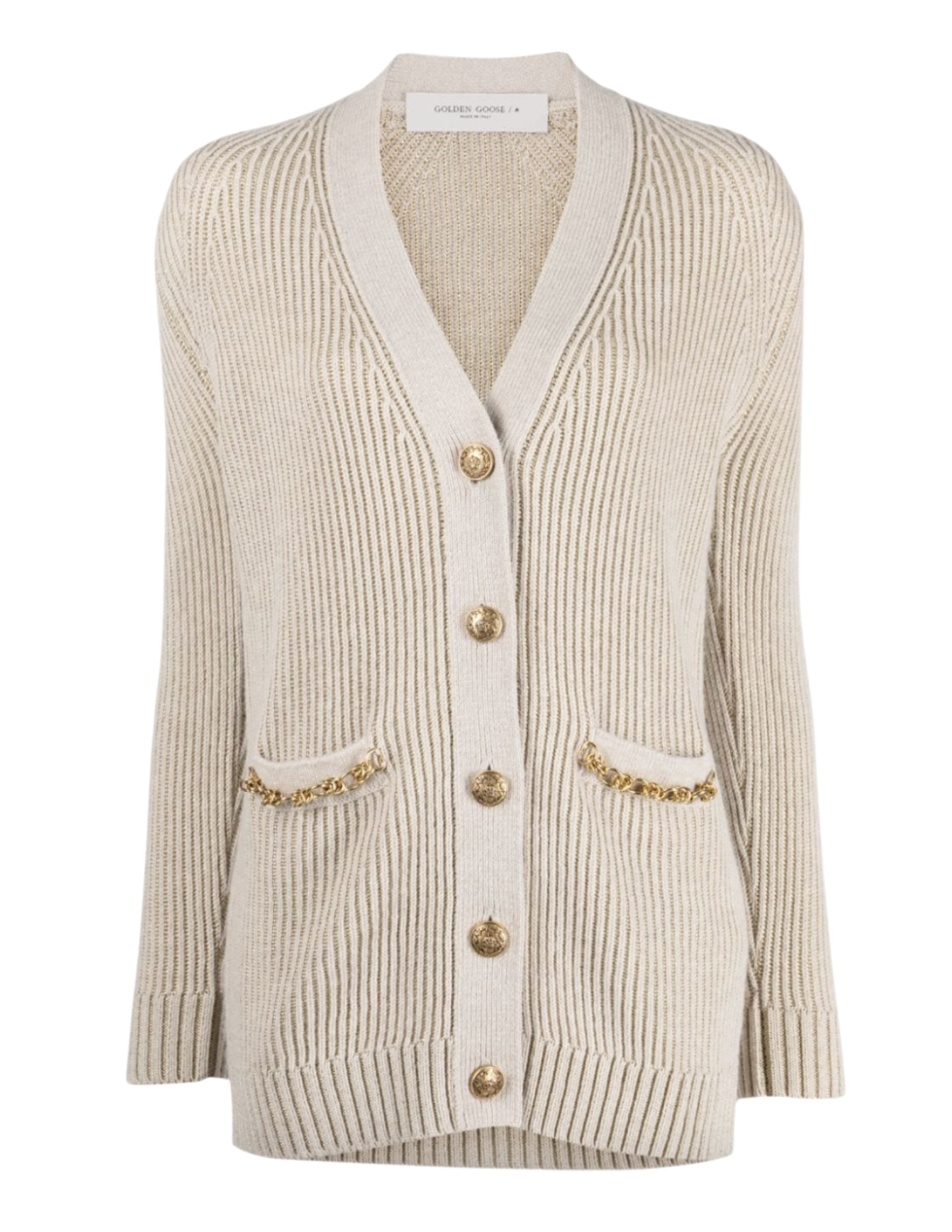Journey W's Cardigan Wool Ribbed Jacquard - Gold