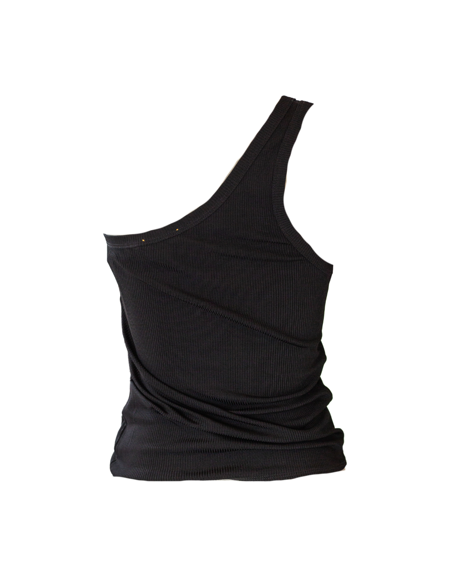 Chic Viscose Ribbed One Shoulder Top - Nero