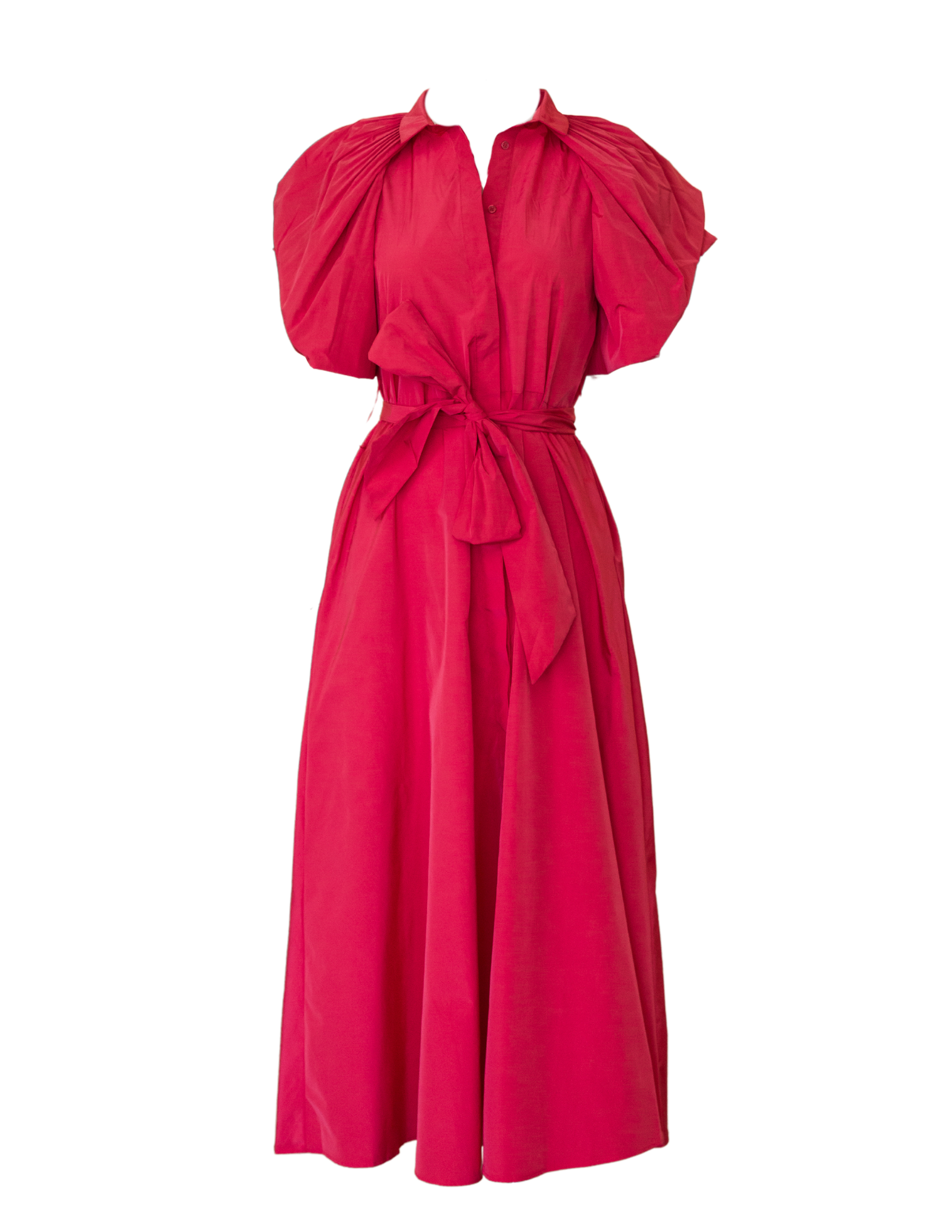 Puff Sleeve Midi - Red