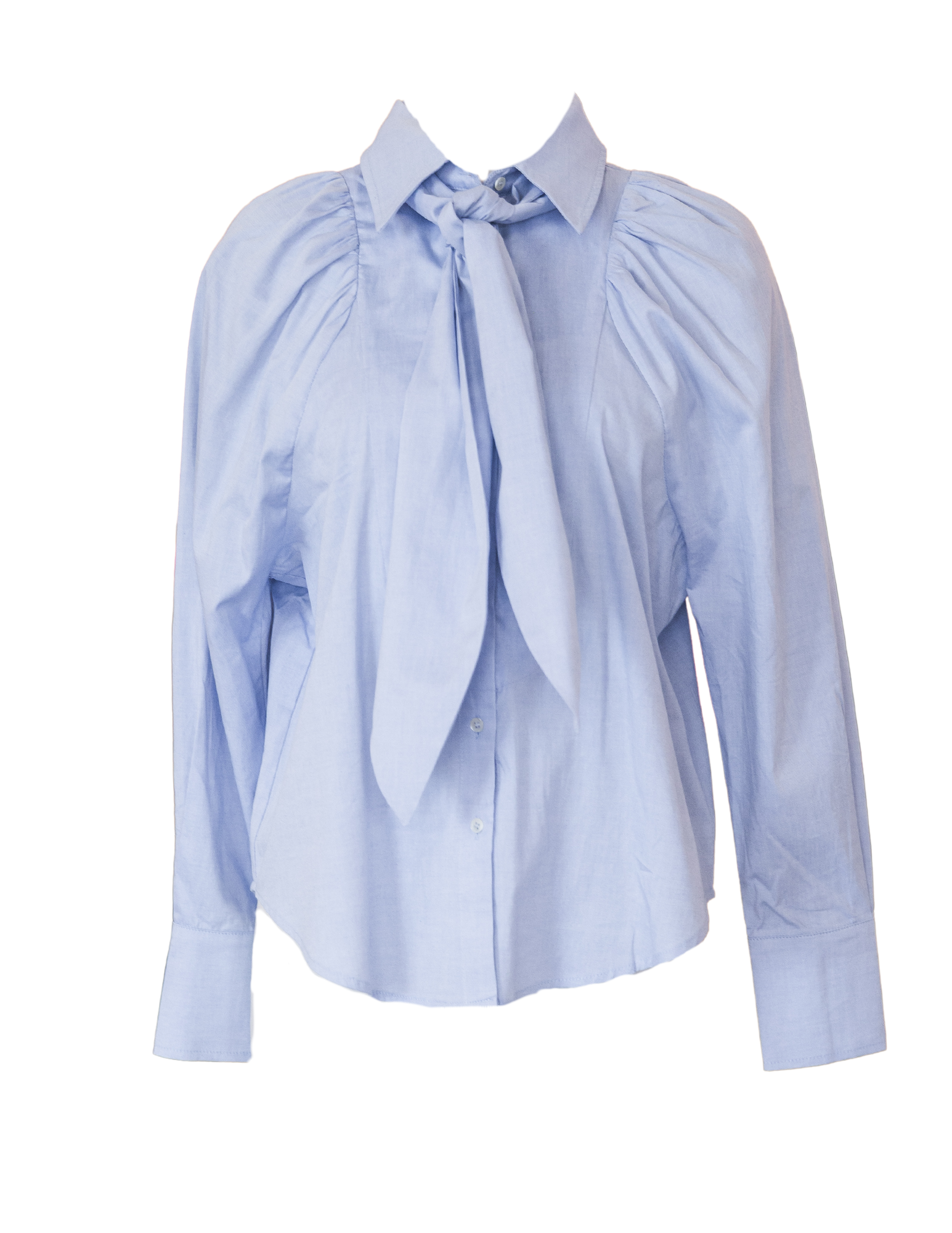 Tie Neck Button Down - Blue