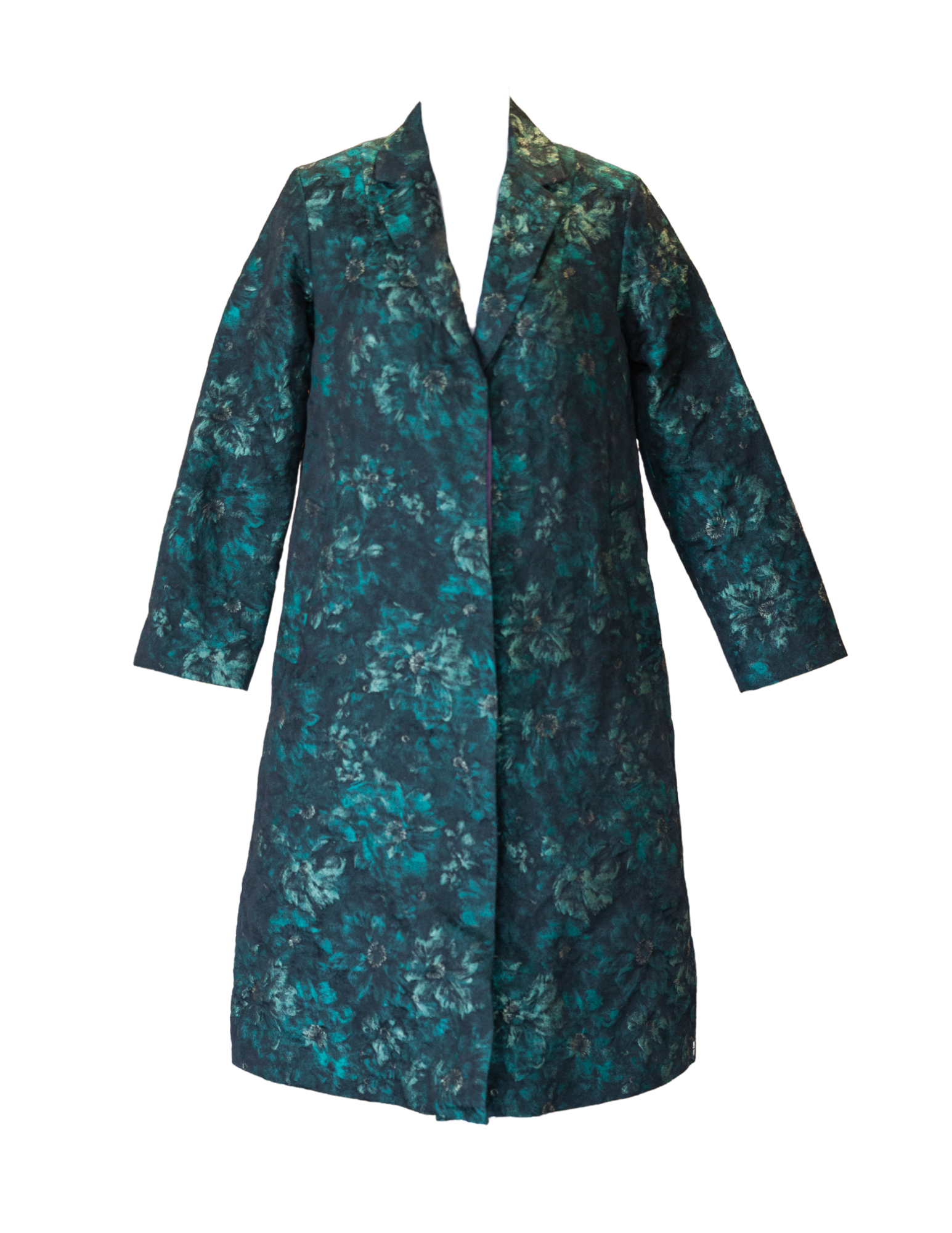 Floral Print Coat - Green