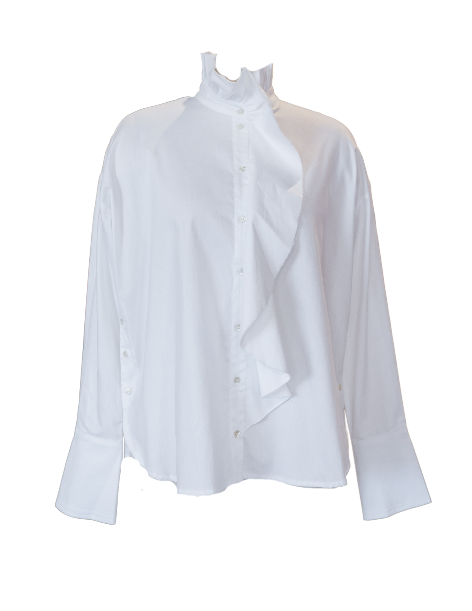 Ruffle Collar Blouse - White