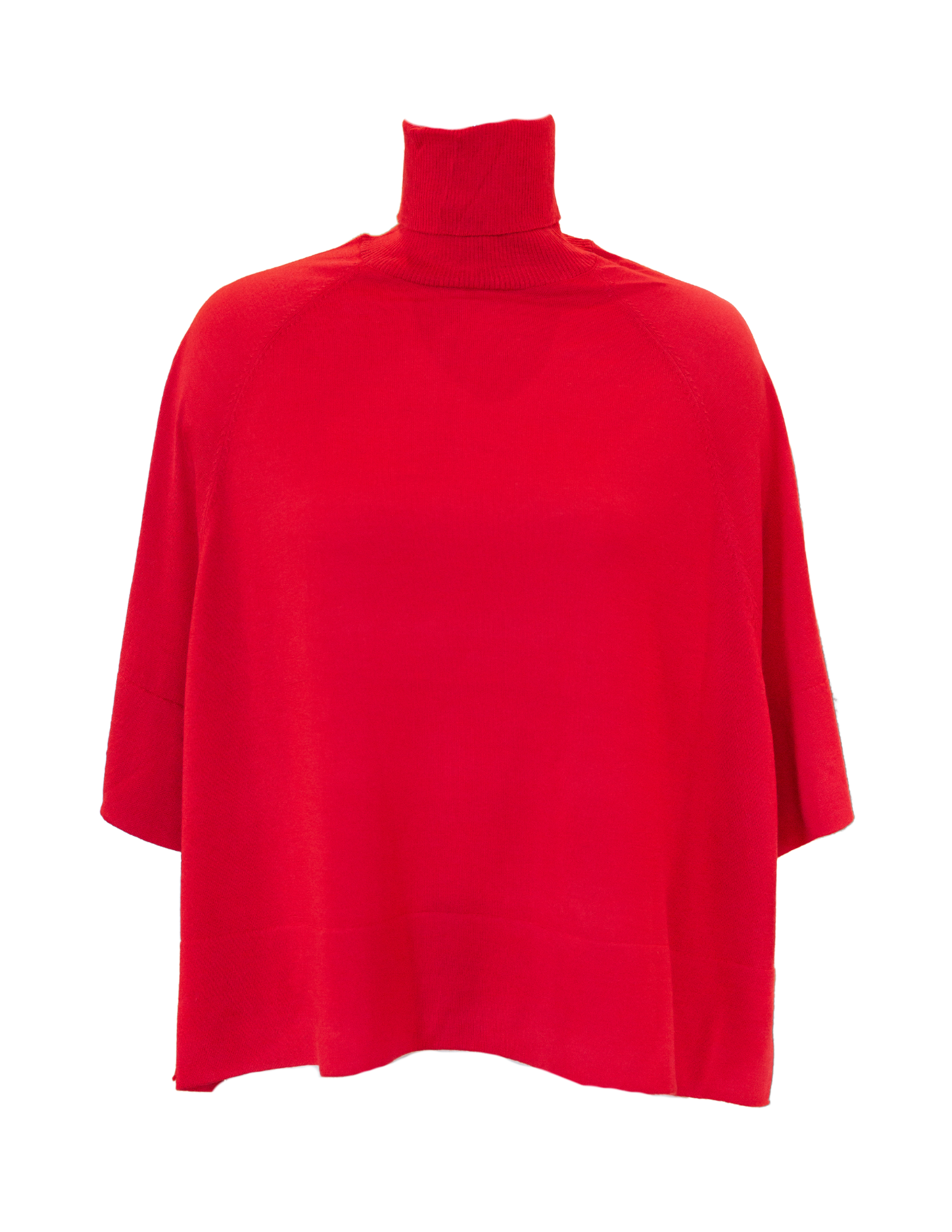 Turtleneck Knit Tee - Red