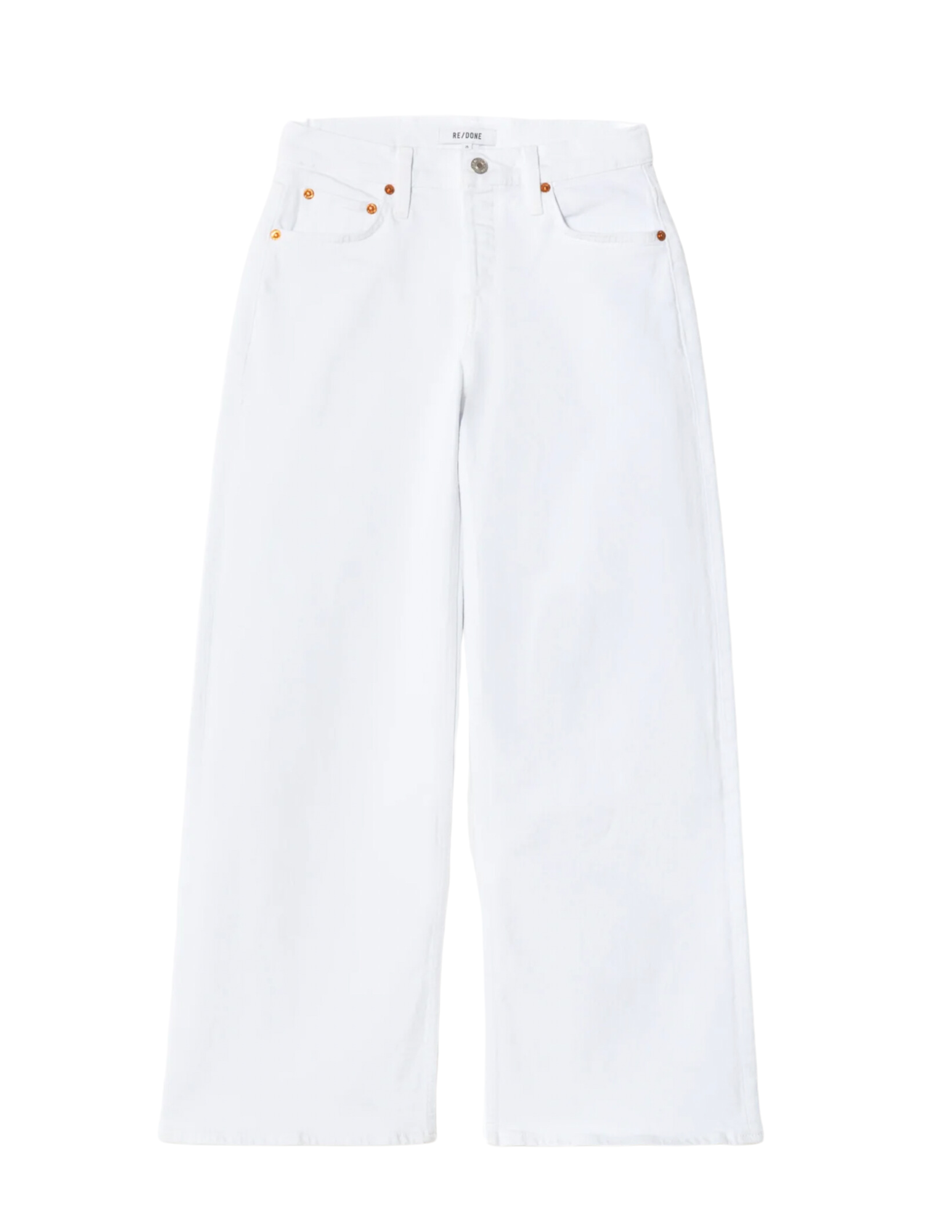 Mid Rise Wide Leg Crop White