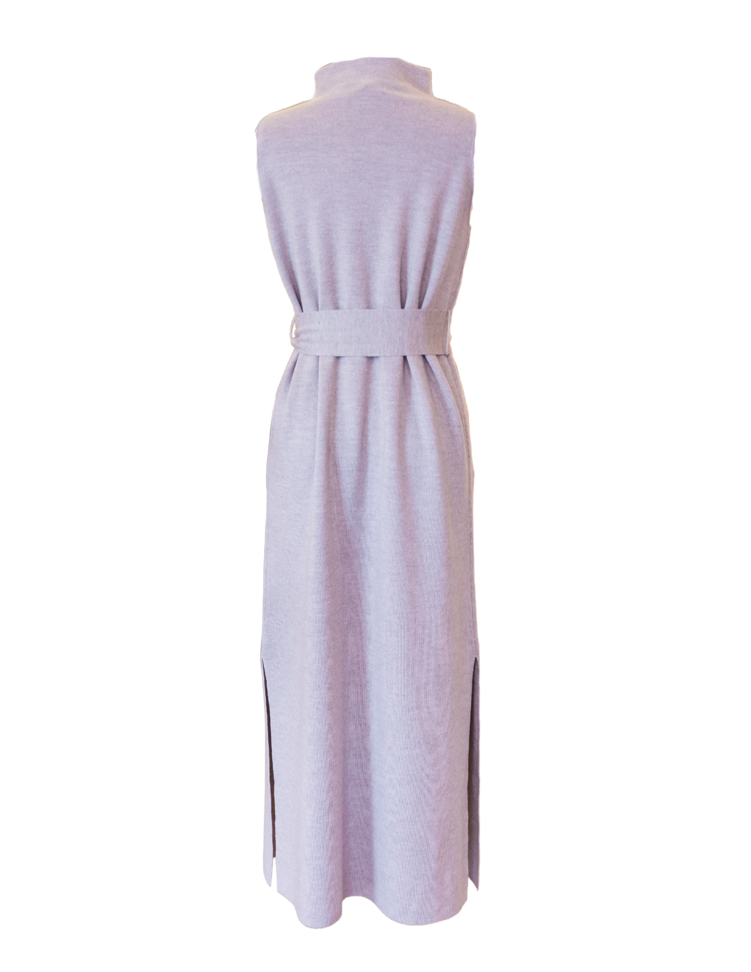 Maya Long Funnel Neck Dress - Heather Stone Extra Fine Wool