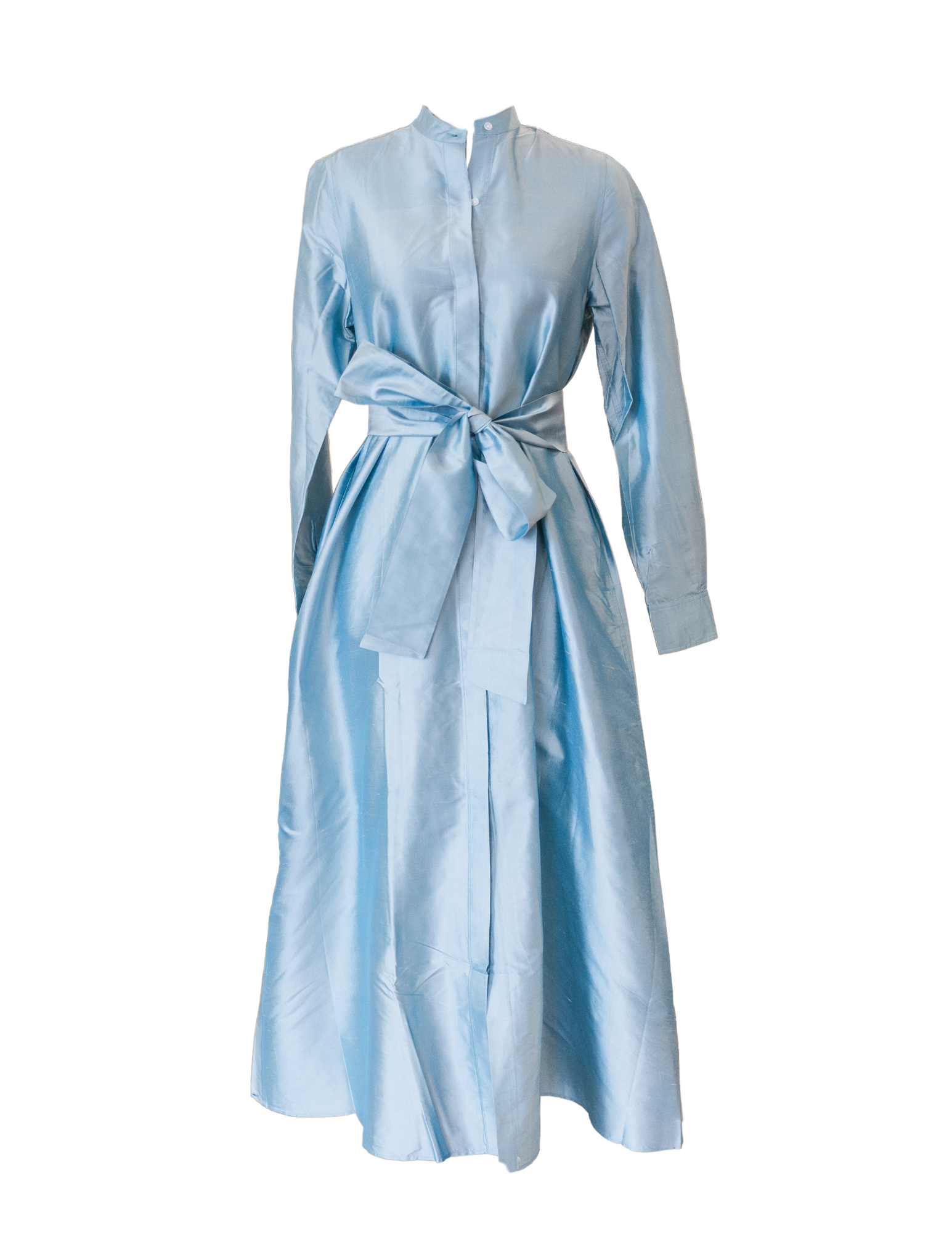 Long Sleeved Gianna Maxi Dress - Mist Silk Shantung