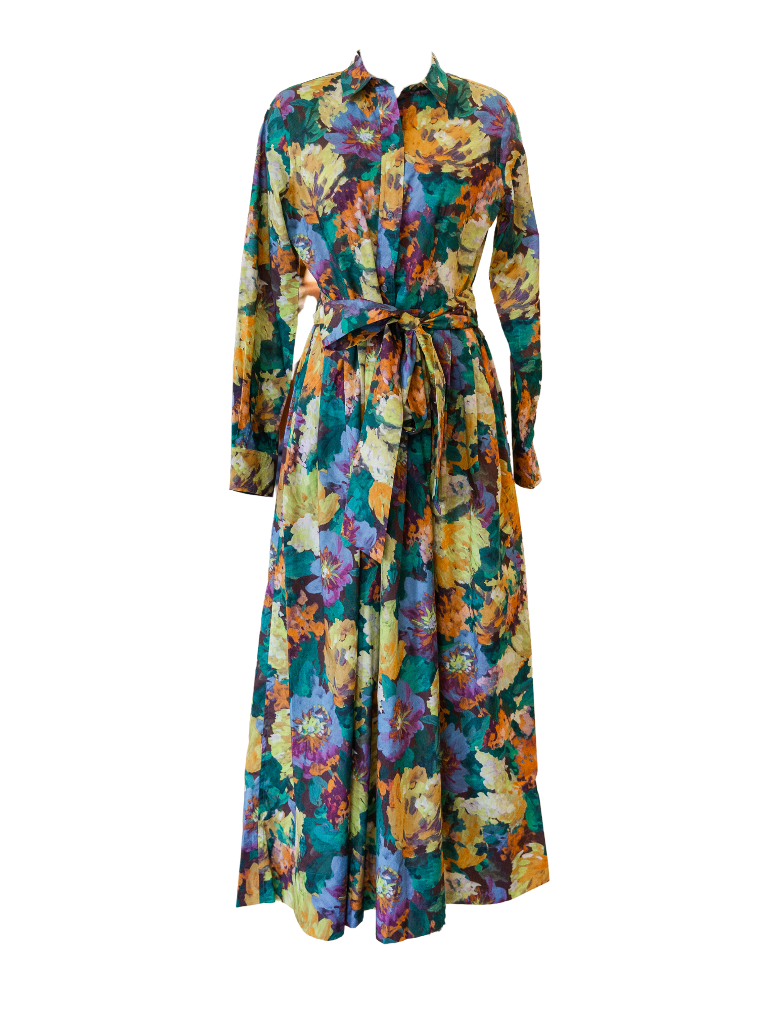 Classic Shirtwaist Maxi Dress - Multi Artists Bouquet