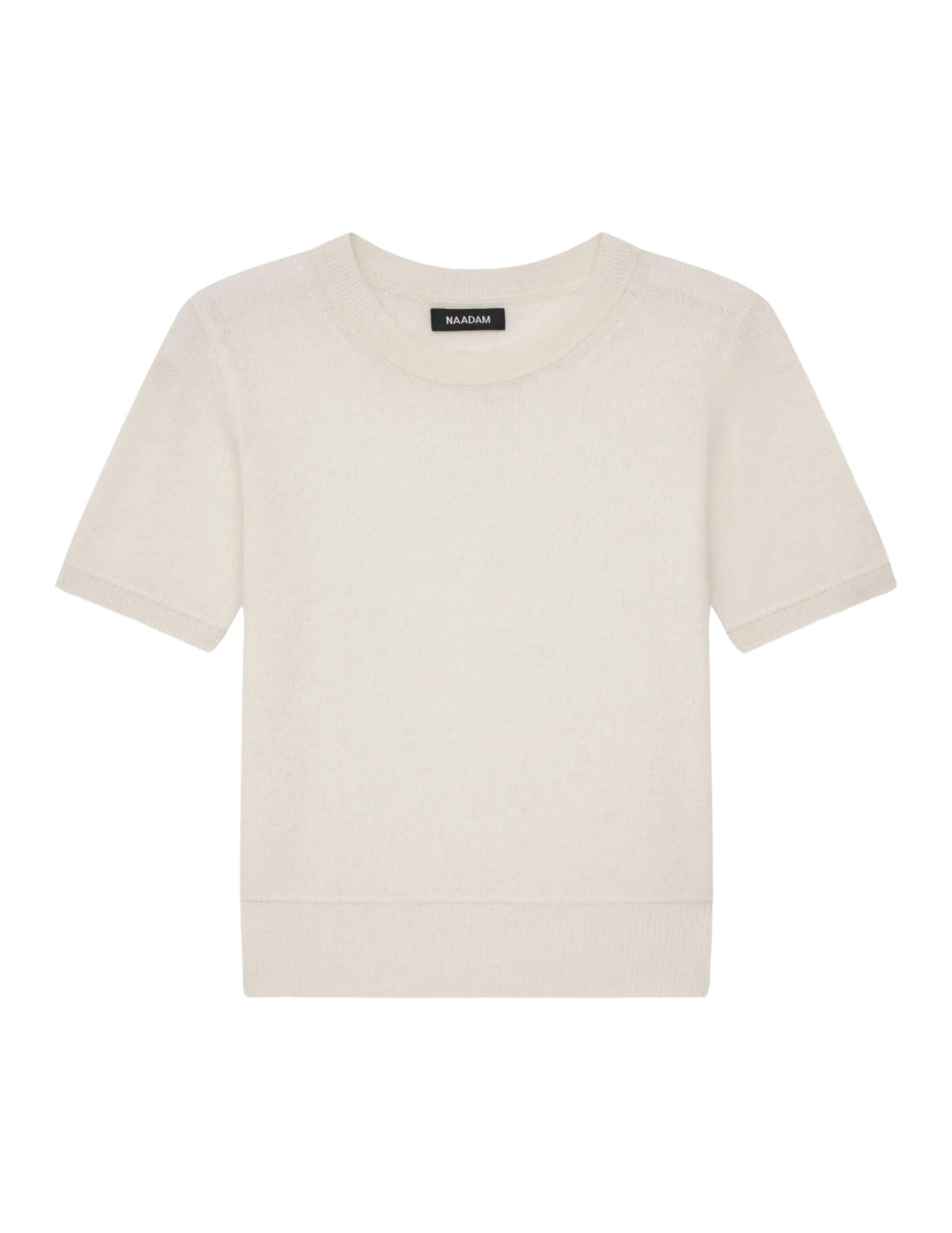 Cashmere Short Sleeve Cropped Pullover - White