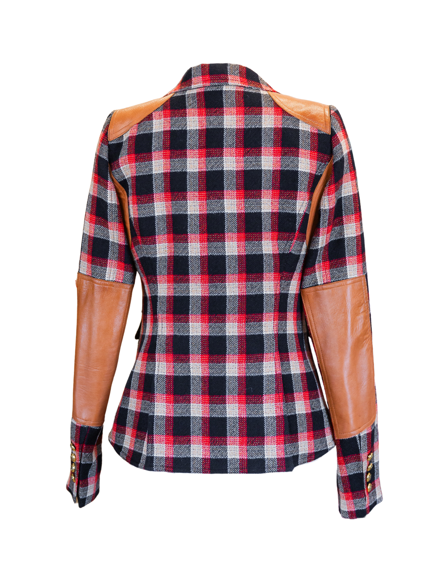 Rifle-Patch One Button Blazer - Scarlet Check