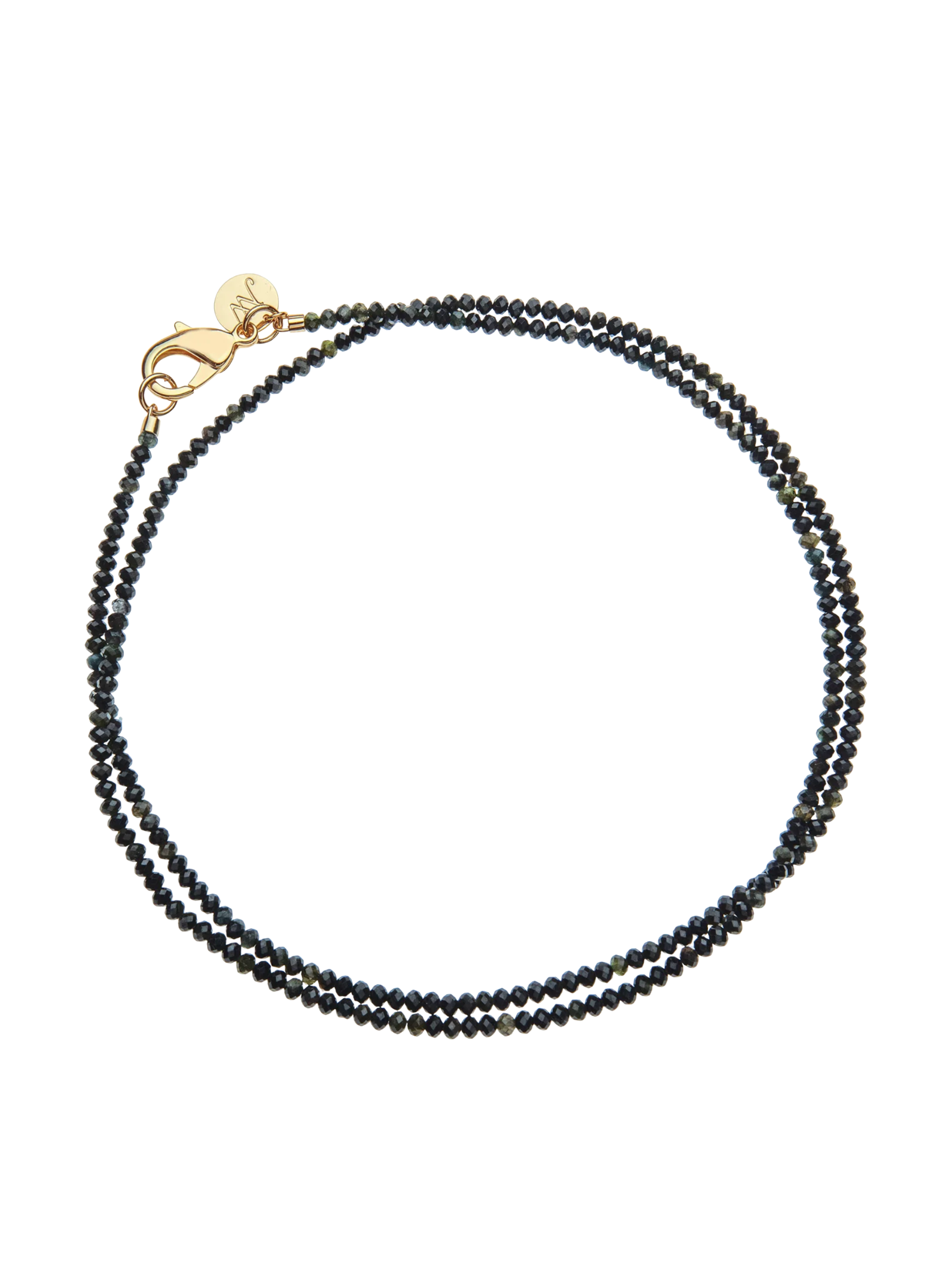 Diamond Cut Double Wrap Beaded Necklace - Black Agate