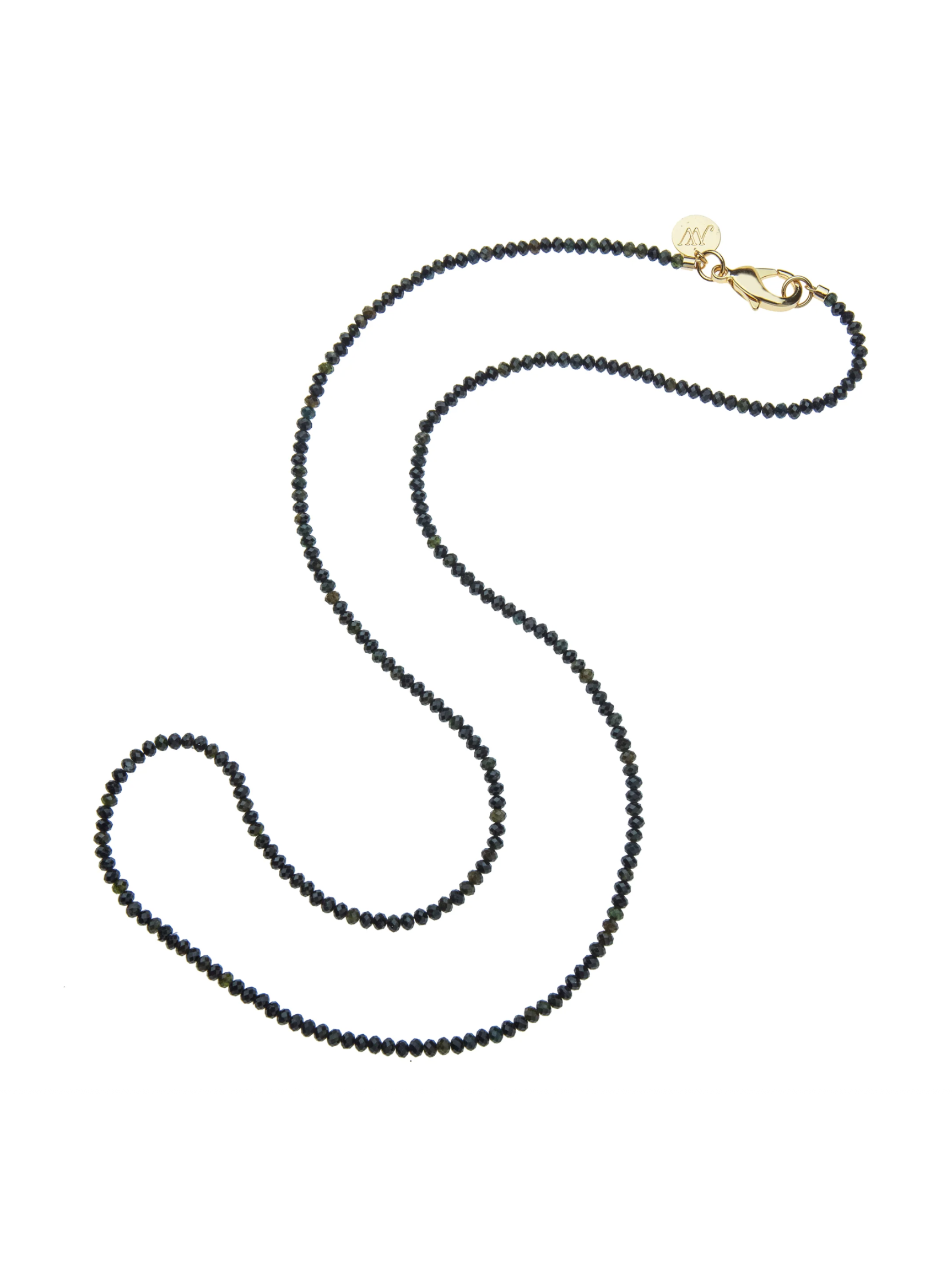 Diamond Cut Double Wrap Beaded Necklace - Black Agate