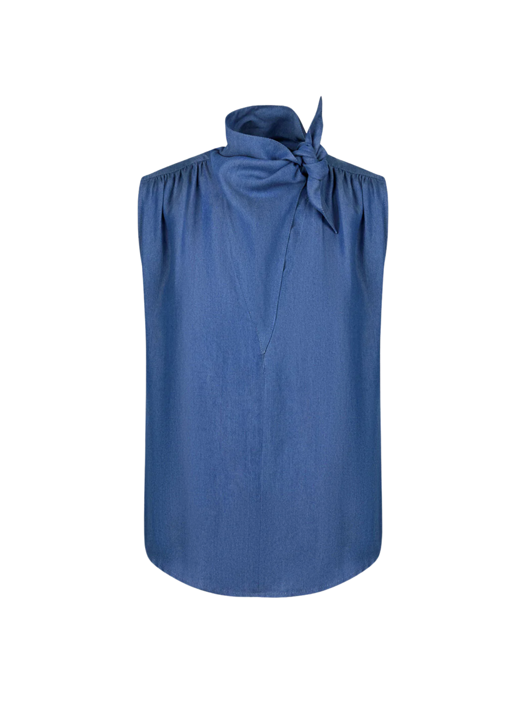 Sleeveless Bandana Neck Top- Chambray Chambray