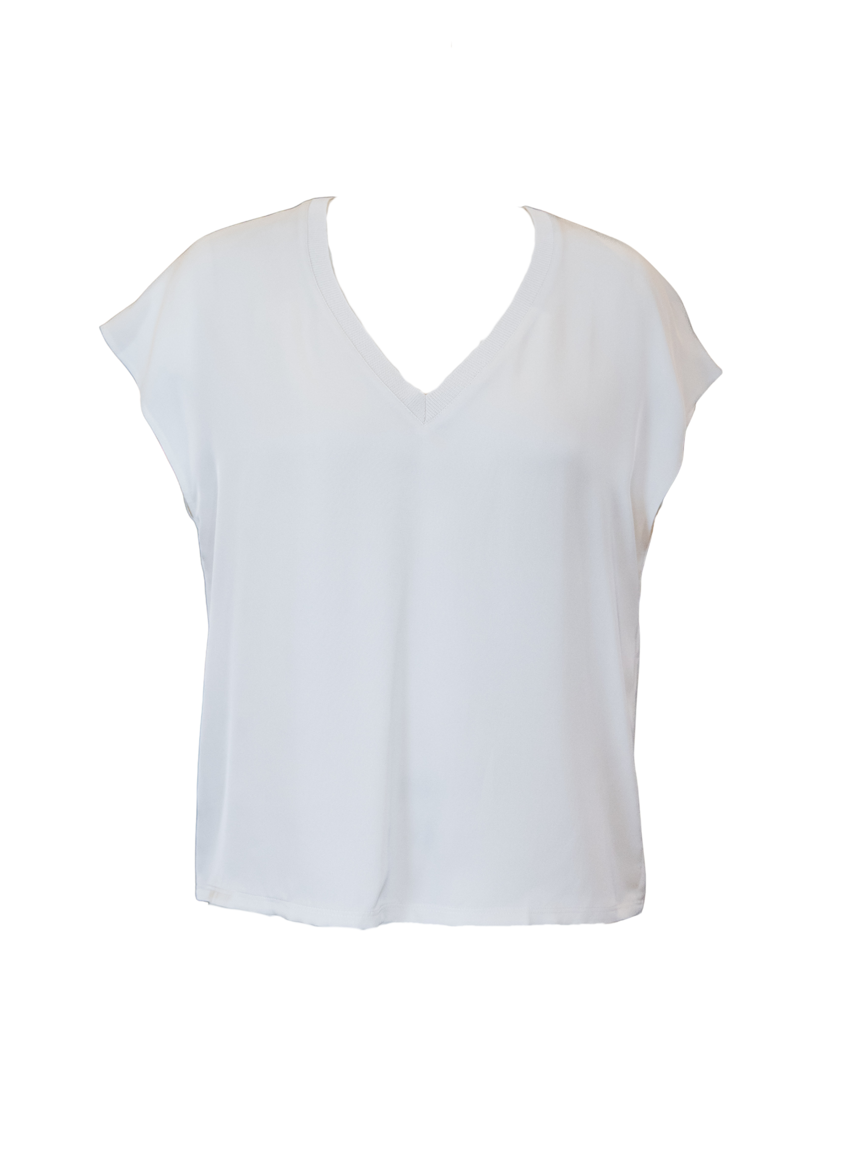 Silk Vneck Dolman Sleeve Tee - Ecru