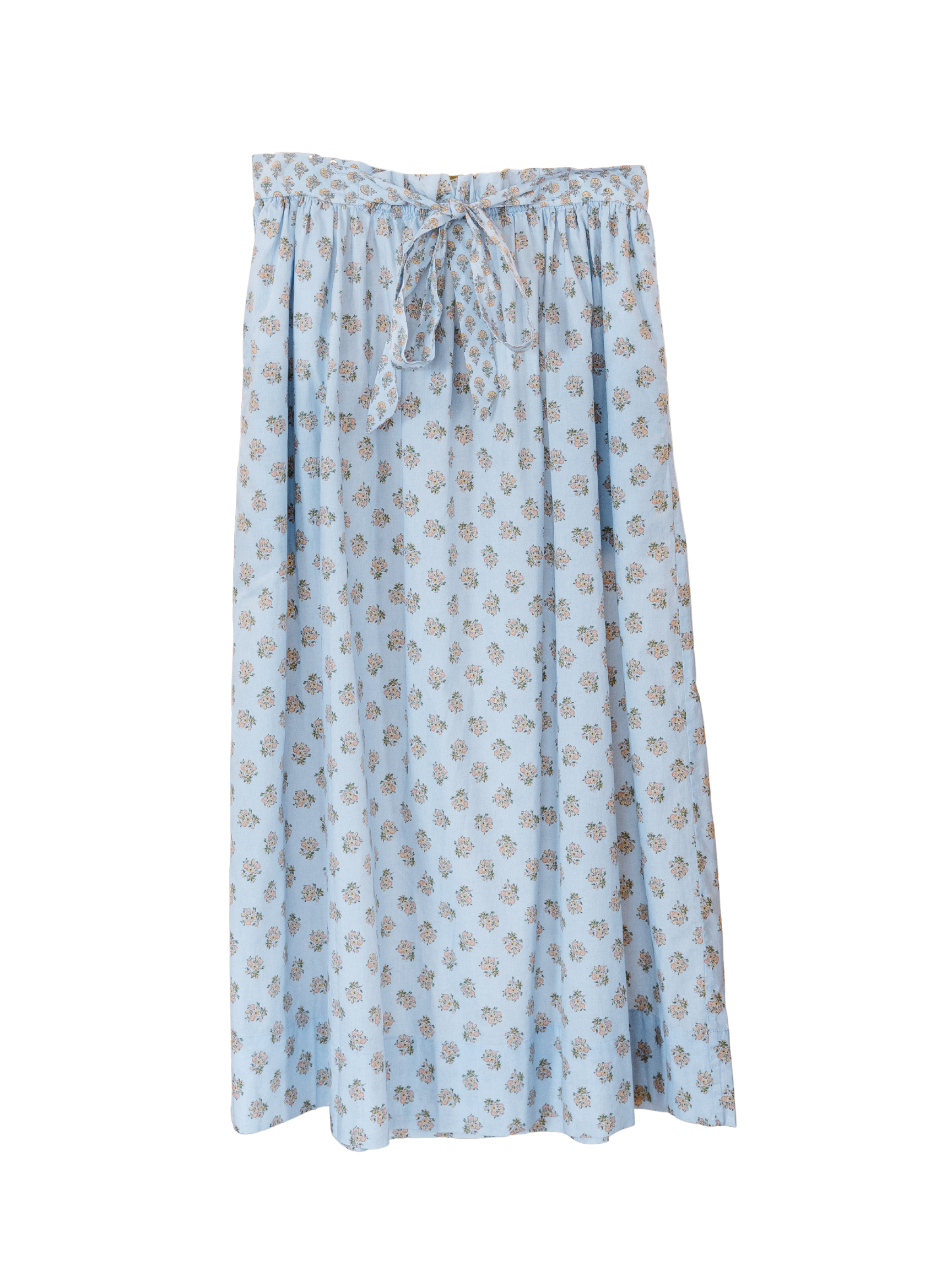 Mathilde Skirt- French Blue/Tangerine Mixed Floral Printed Poplin