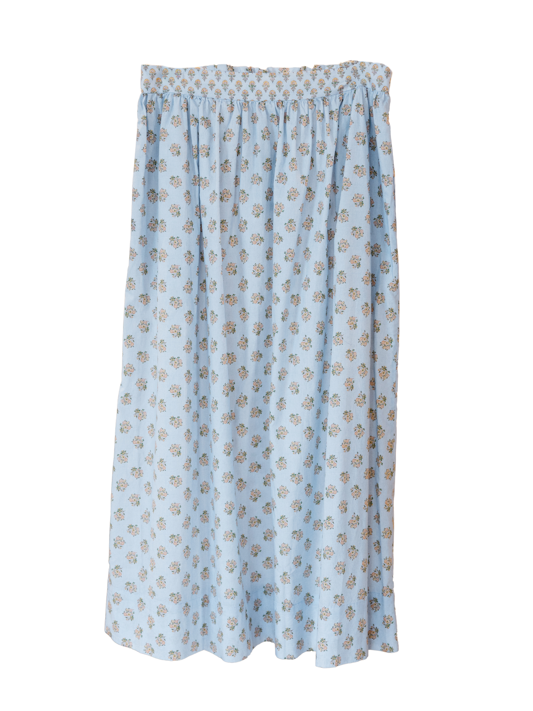 Mathilde Skirt- French Blue/Tangerine Mixed Floral Printed Poplin