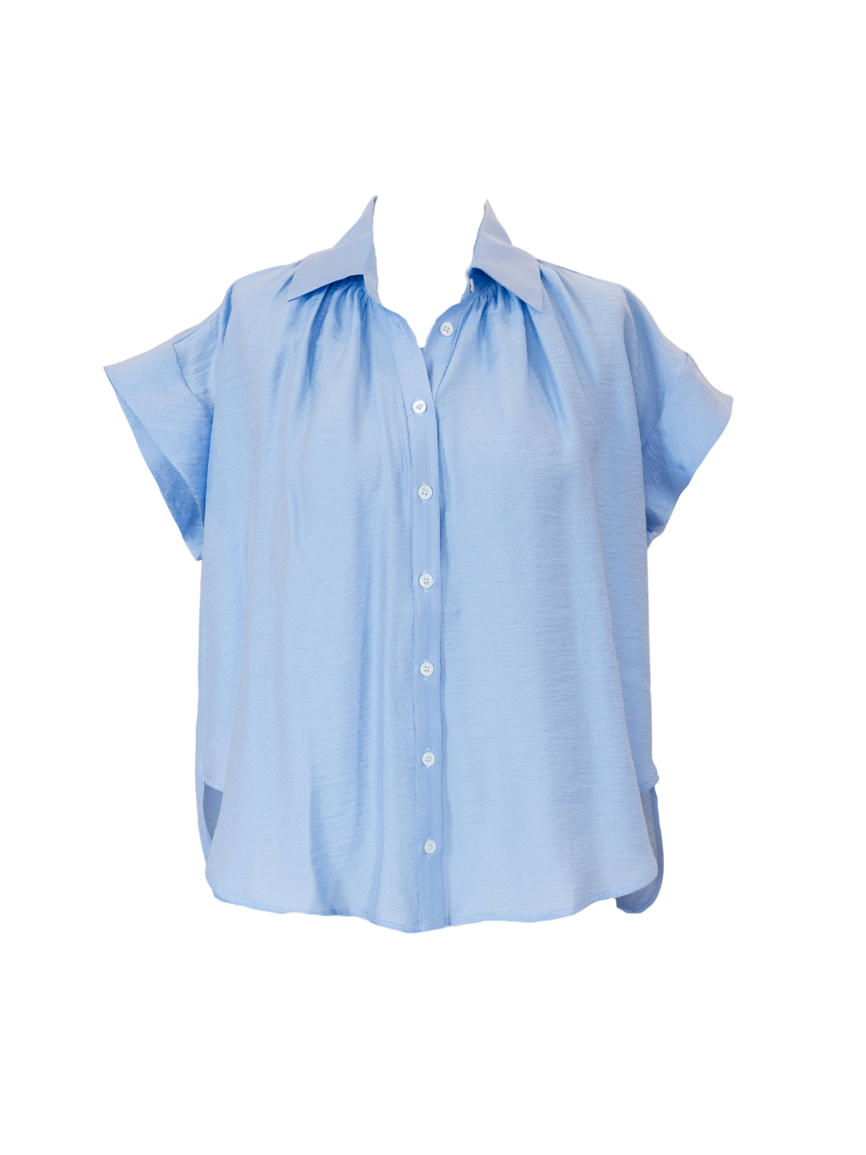 Trinity Button Top-Italian Model - Blue