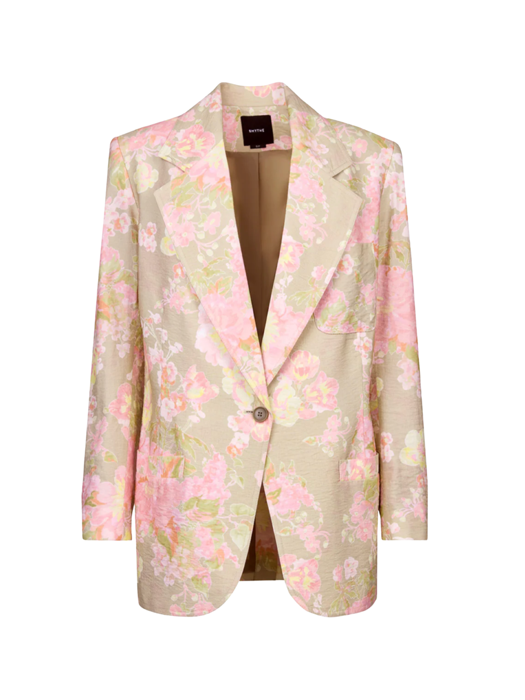 Notched Lapel Blazer - Vintage Peony
