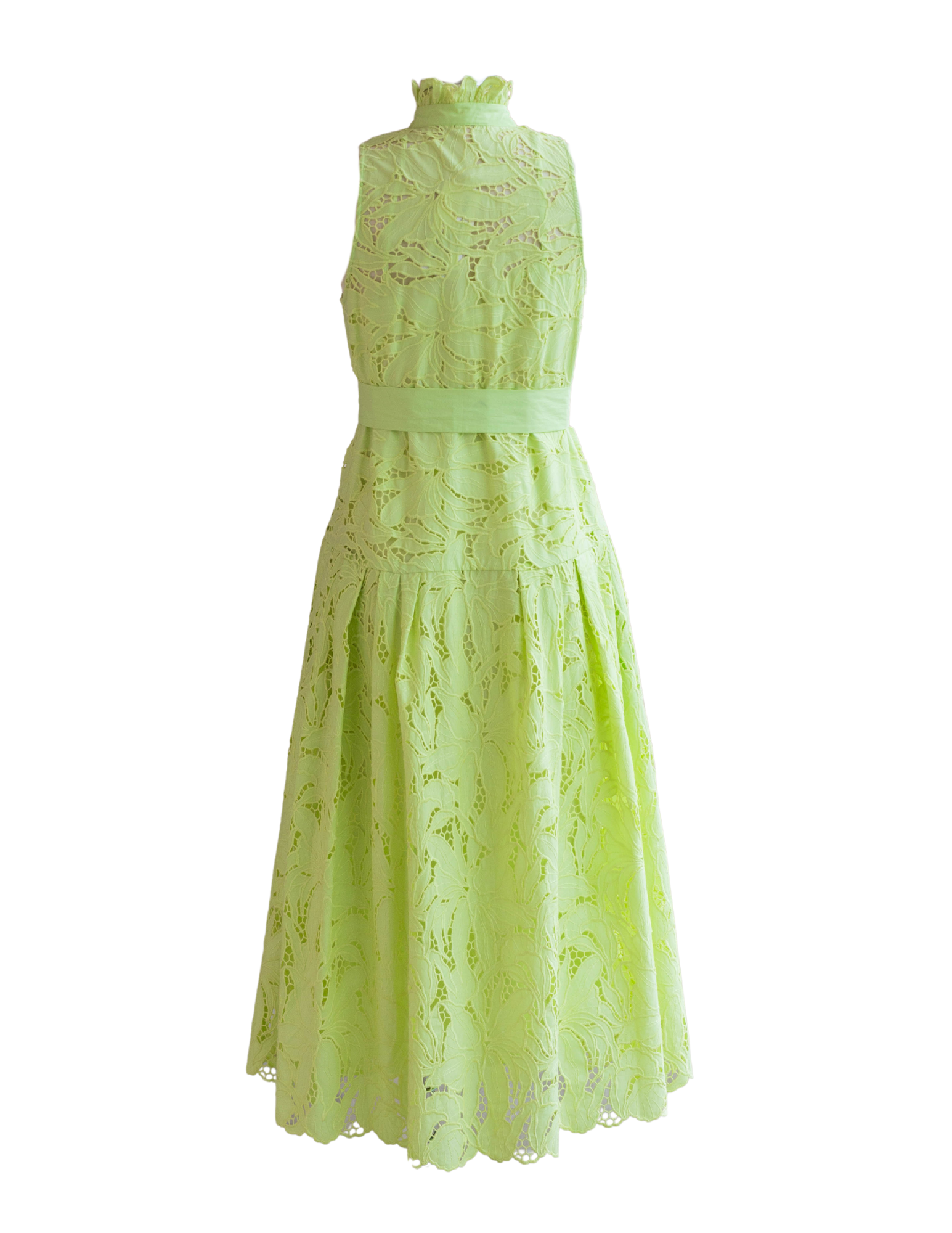 Sleeveless Guipour Dress-Lime