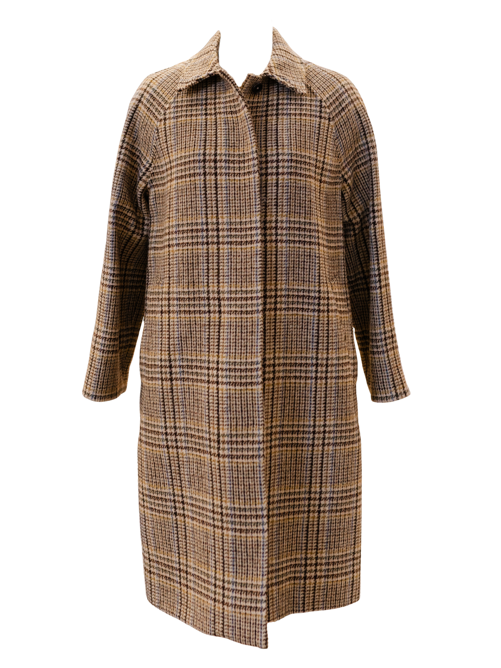 Balmacaan Coat - Brown/Sky Glem Plaid Tweed