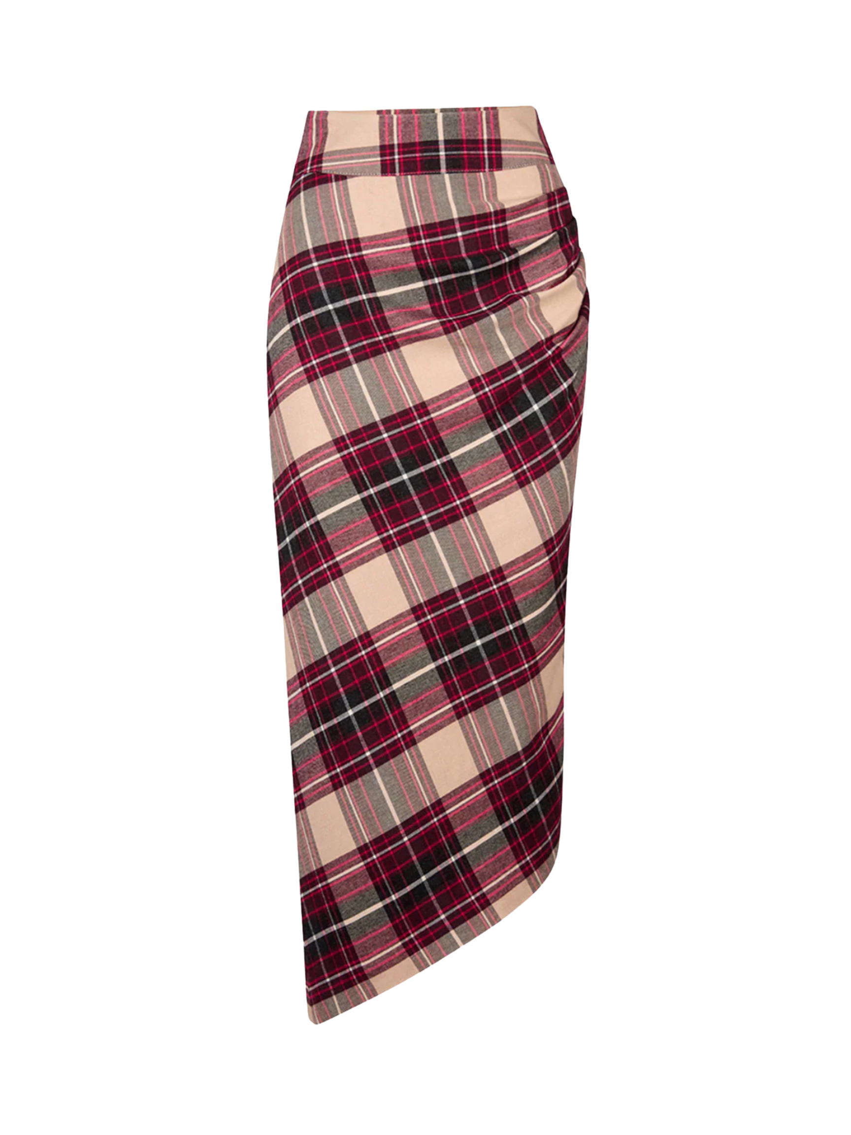 Asymmetrical Skirt - Garnet Plaid