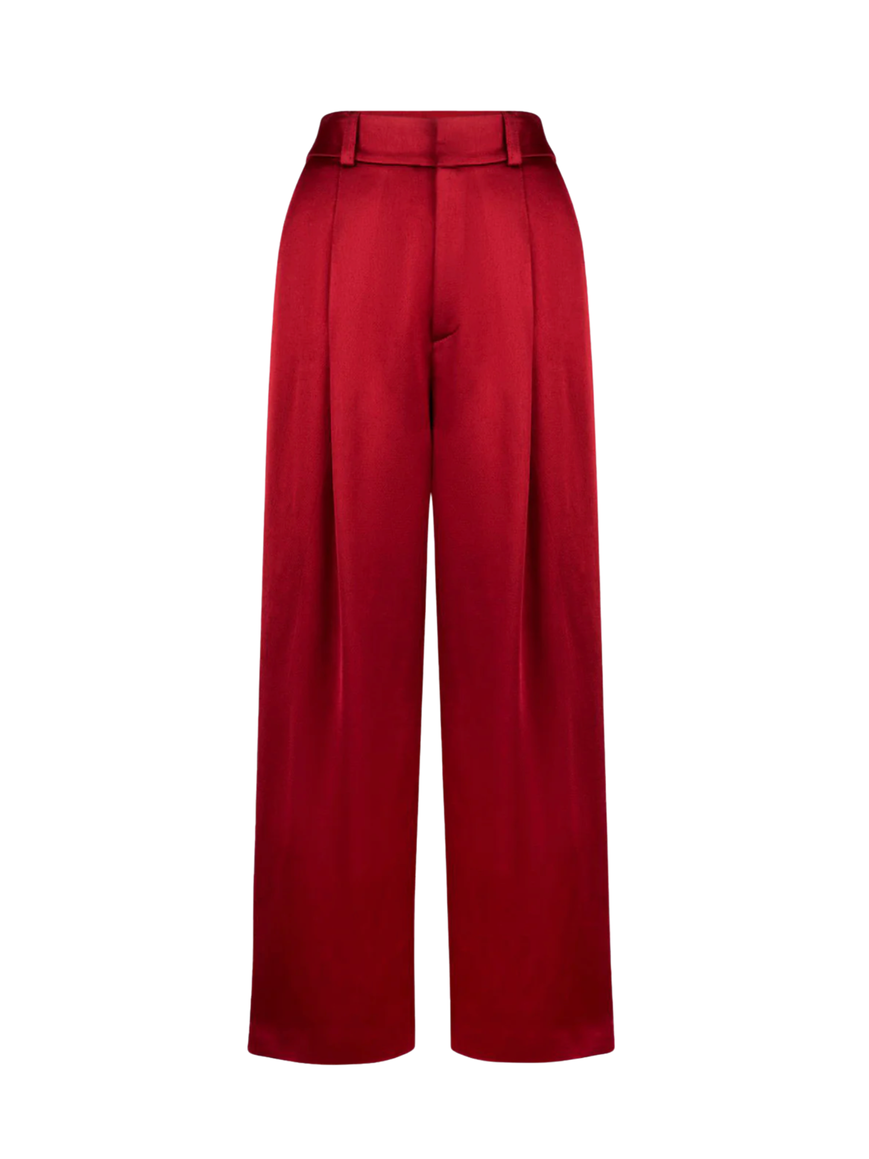 Cropped Pleated Trouser - Crimson
