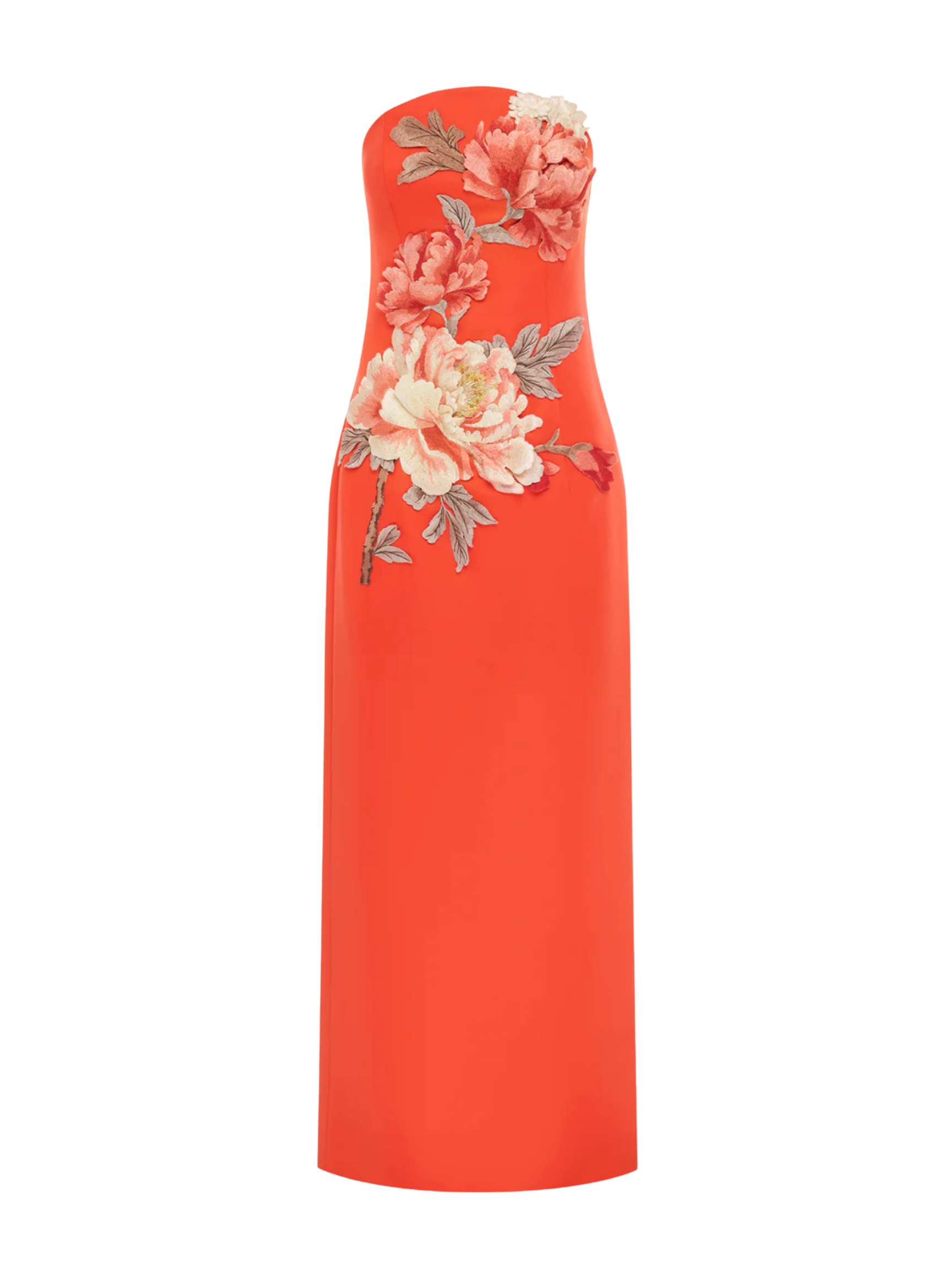 Ava Applique Floral Bustier Maxi Dress - Saffron