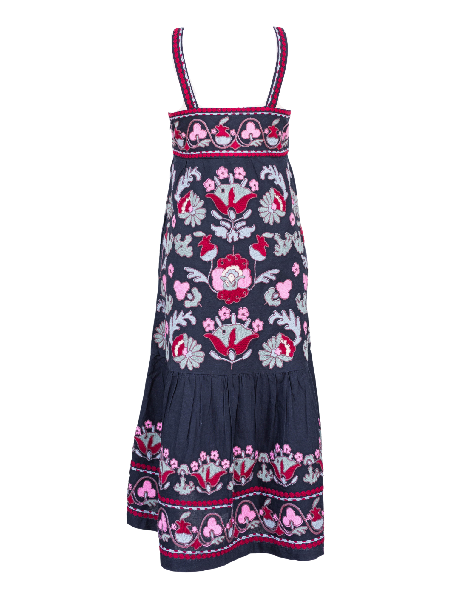 Eclisse Embroidery Slip Dress - Navy