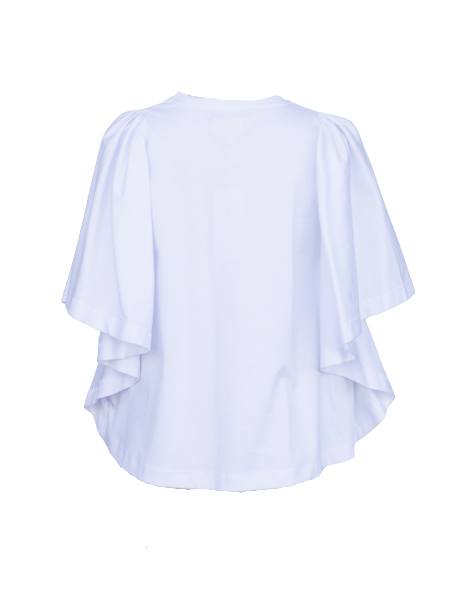Ruffle Sleeve Cotton Tshirt-White