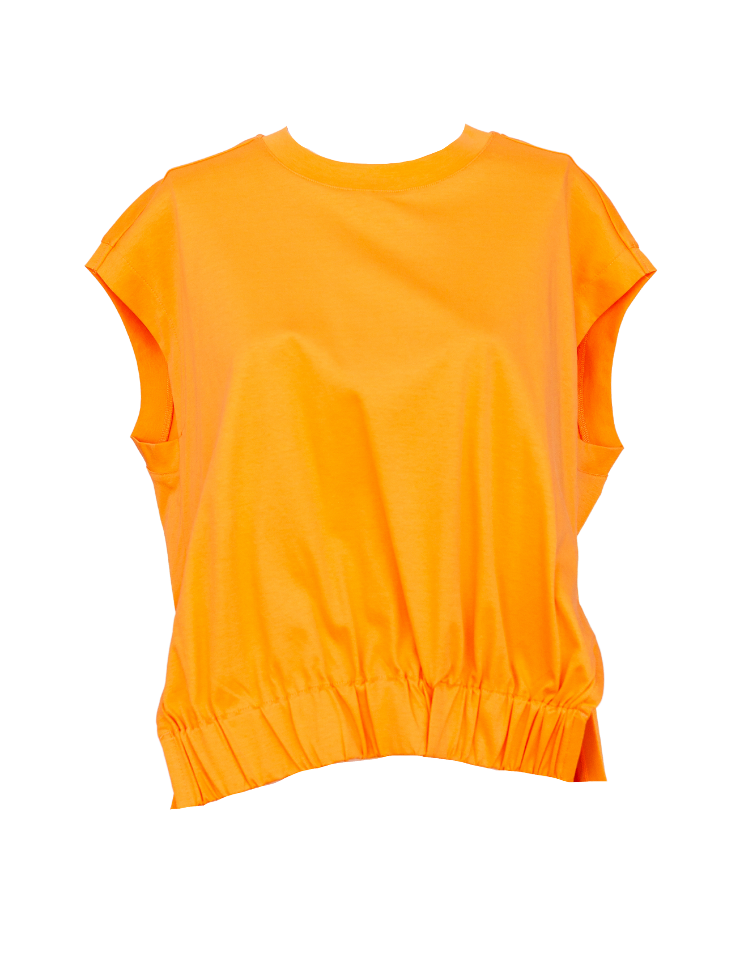 Low Shoulder Cotton TShirt-Apricot