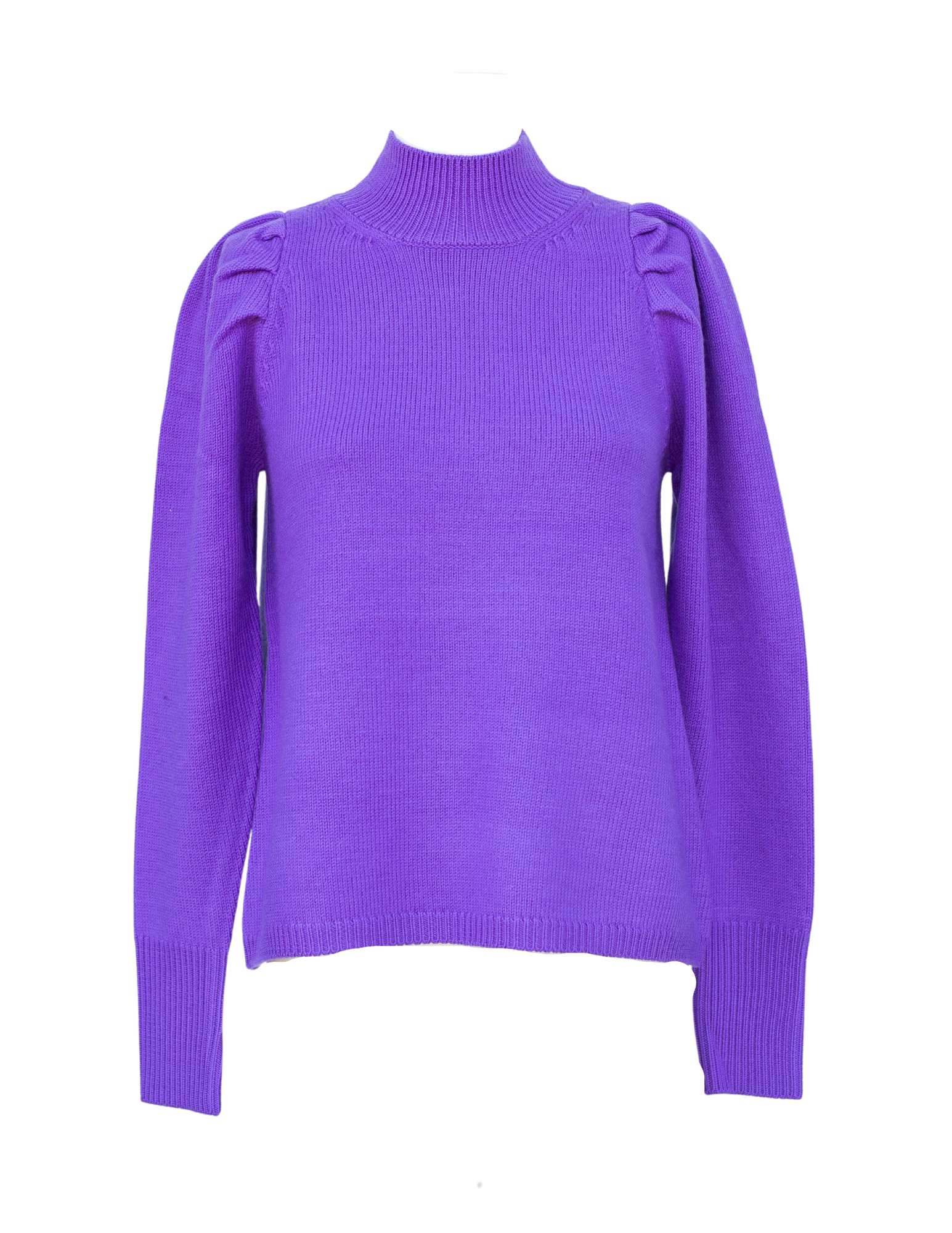 Merino Wool Puff Sleeve Pullover - Violet