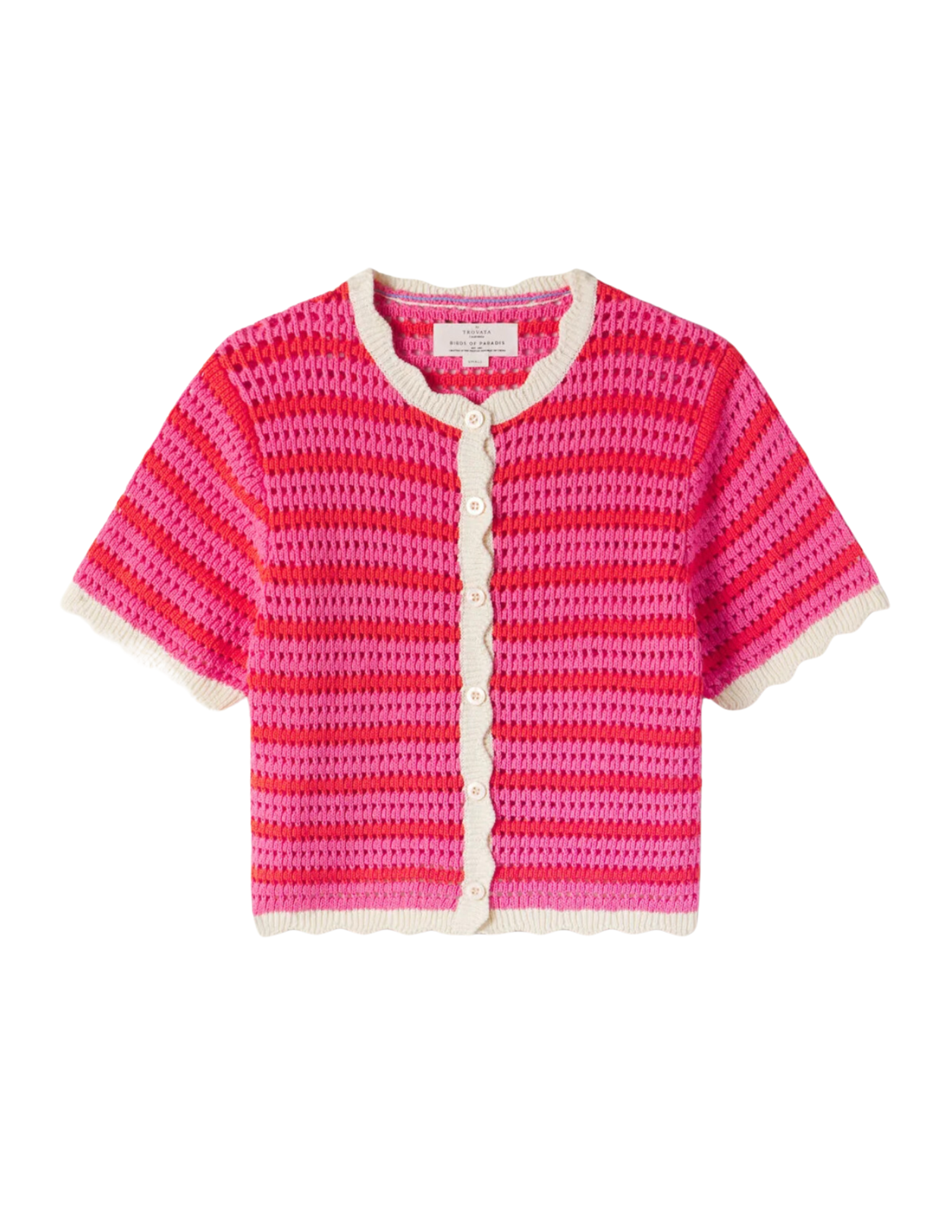 Lou S/S Knit Cardigan - Pink/Red