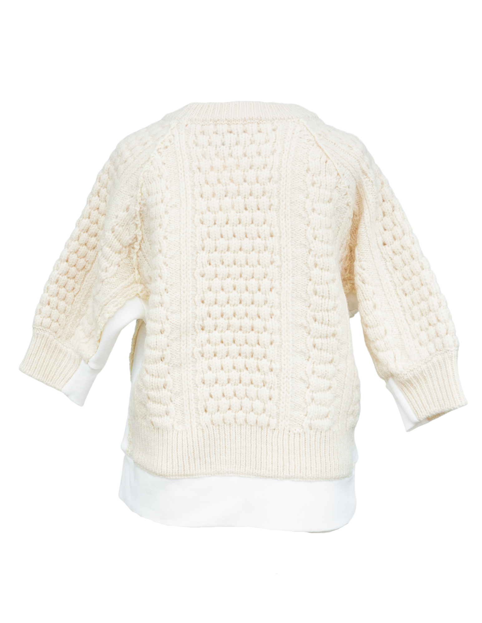 Leni Fisherman Cable S/Slv Combo Sweater - Cream